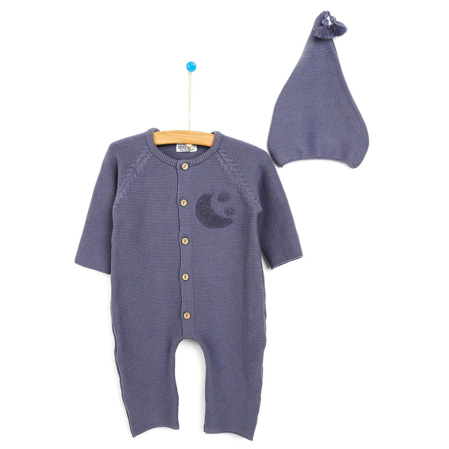 HelloBaby Newborn Knit Jumpsuit - Hat Starter Set - Dark Blue - mezetto ebebek ebebek