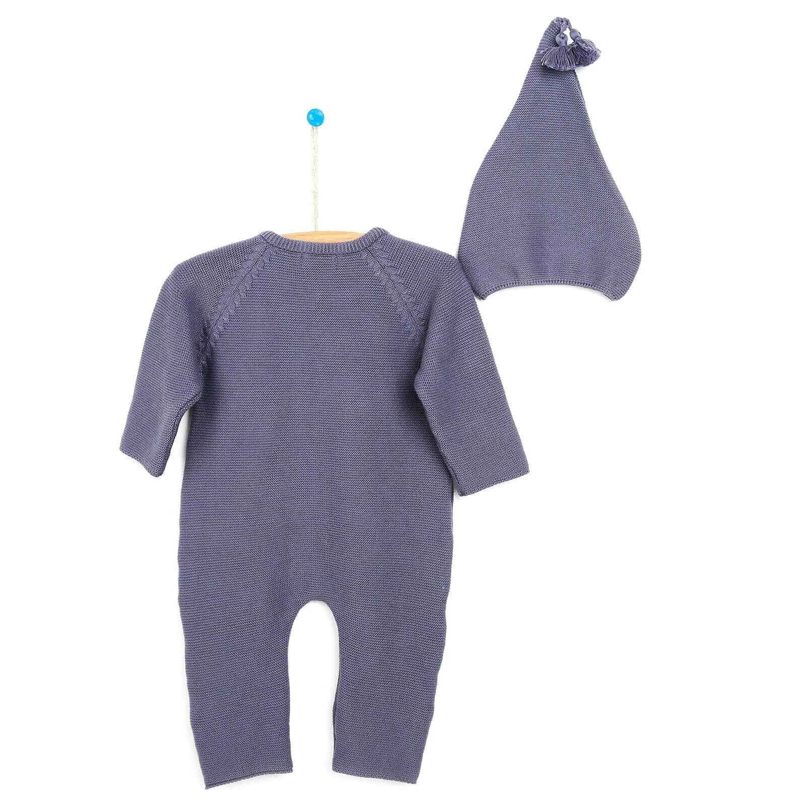 HelloBaby Newborn Knit Jumpsuit - Hat Starter Set - Dark Blue - mezetto ebebek ebebek