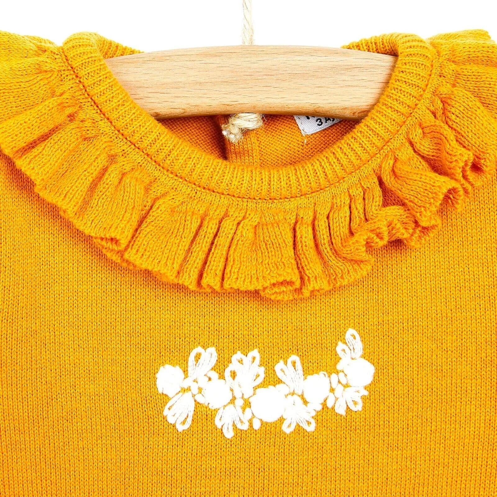 HelloBaby Newborn Knit Ruffled Jumpsuit - Mustard - mezetto ebebek ebebek