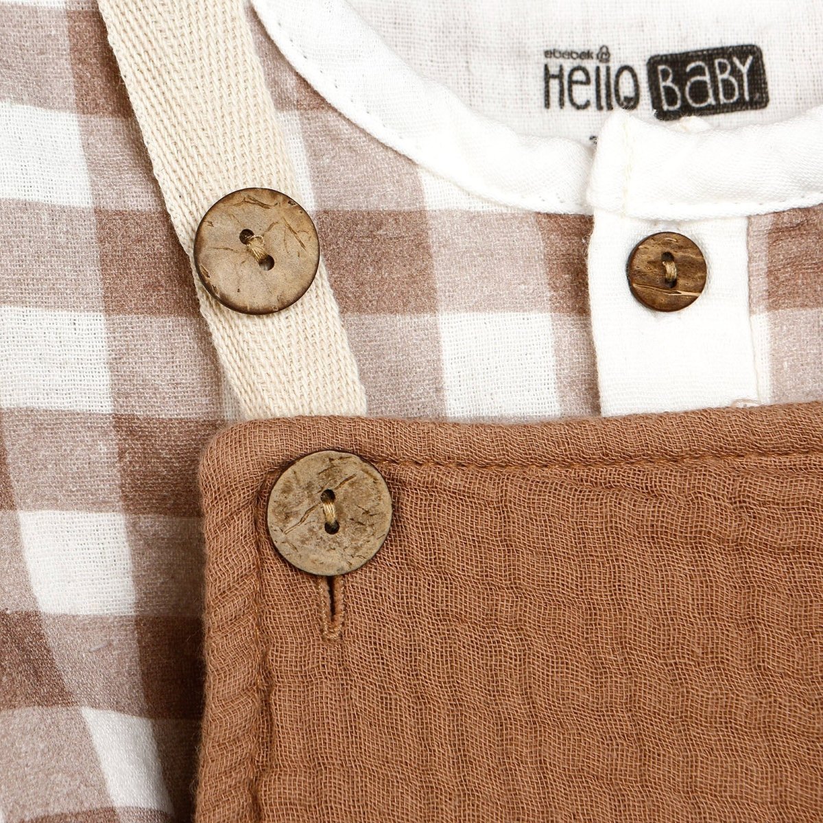 HelloBaby Newborn Muslin Overalls - Sweatshirt - Brown - mezetto ebebek ebebek