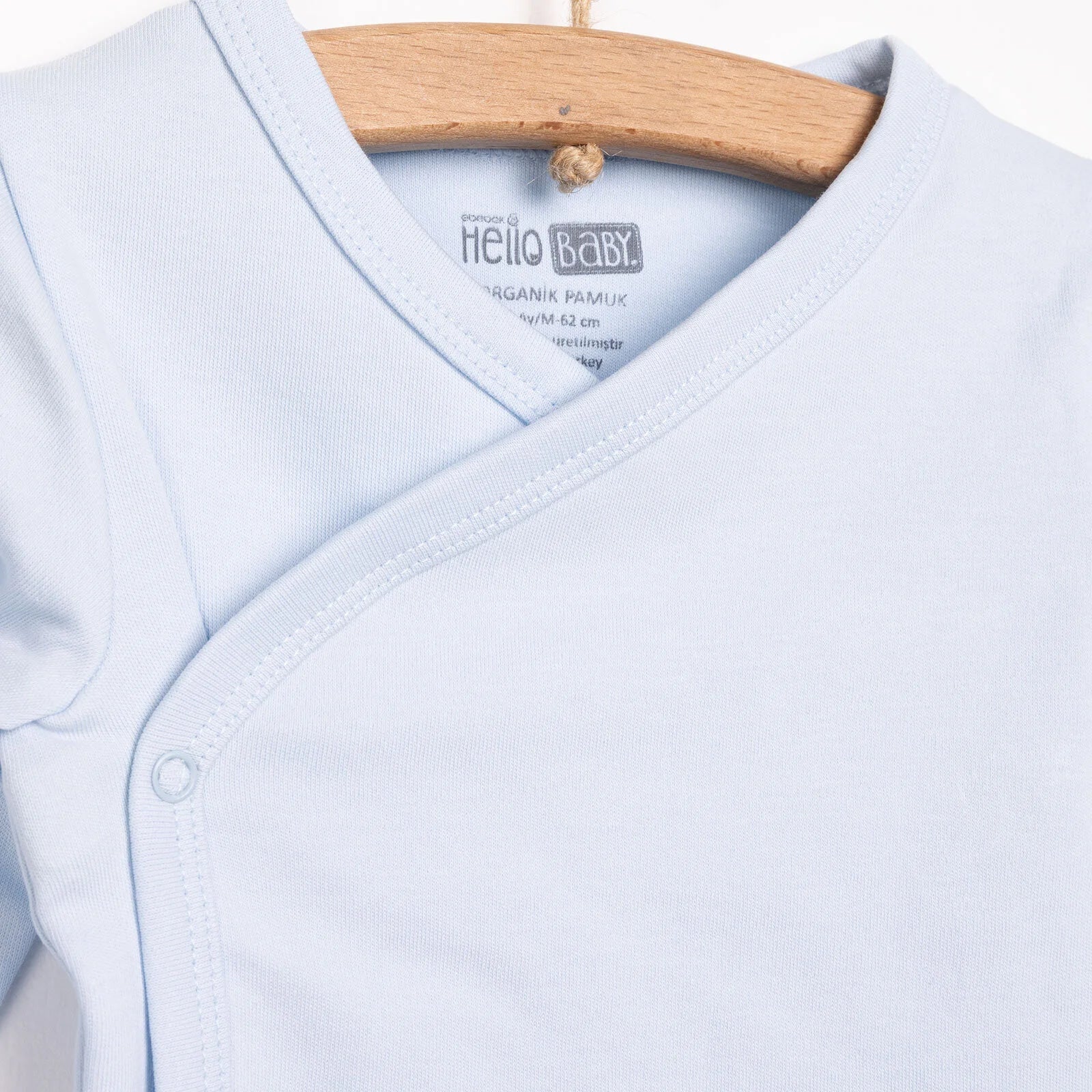 HelloBaby Newborn Organic Wrapover Top - Hat - Blue - mezetto ebebek ebebek