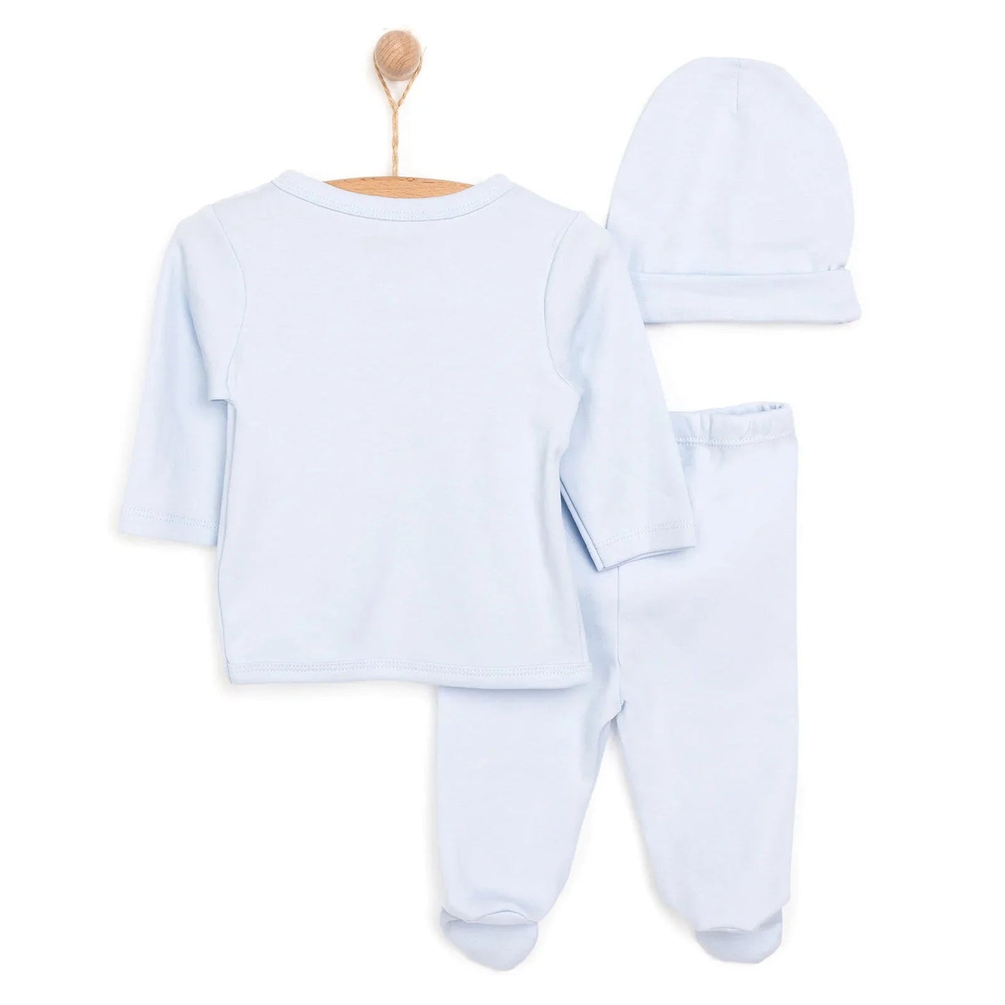 HelloBaby Newborn Organic Wrapover Top - Hat - Blue - mezetto ebebek ebebek