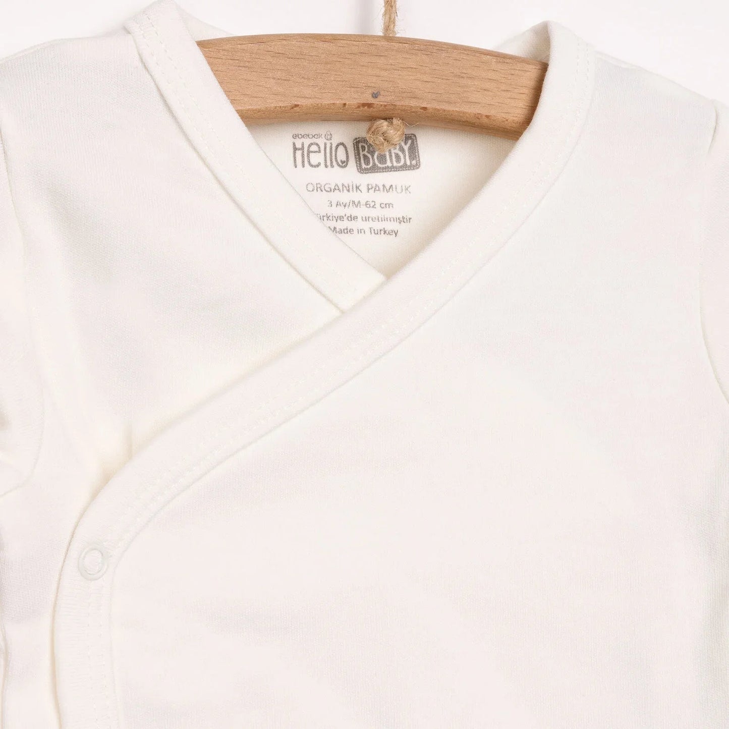 HelloBaby Newborn Organic Wrapover Top - Hat - Ecru - mezetto ebebek ebebek