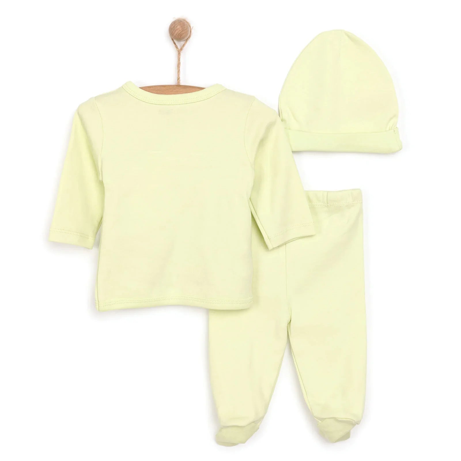HelloBaby Newborn Organic Wrapover Top - Hat - Green - mezetto ebebek ebebek