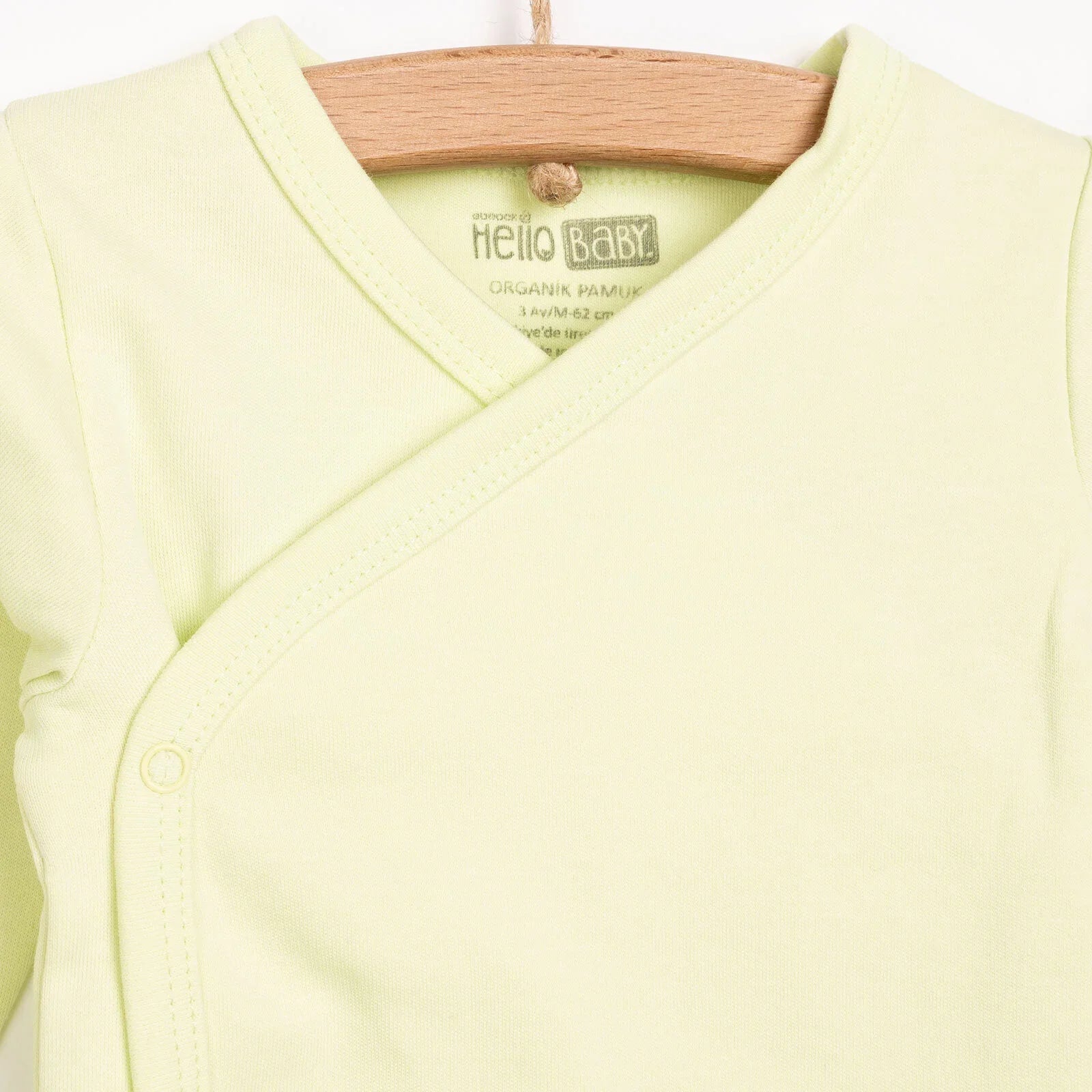 HelloBaby Newborn Organic Wrapover Top - Hat - Green - mezetto ebebek ebebek