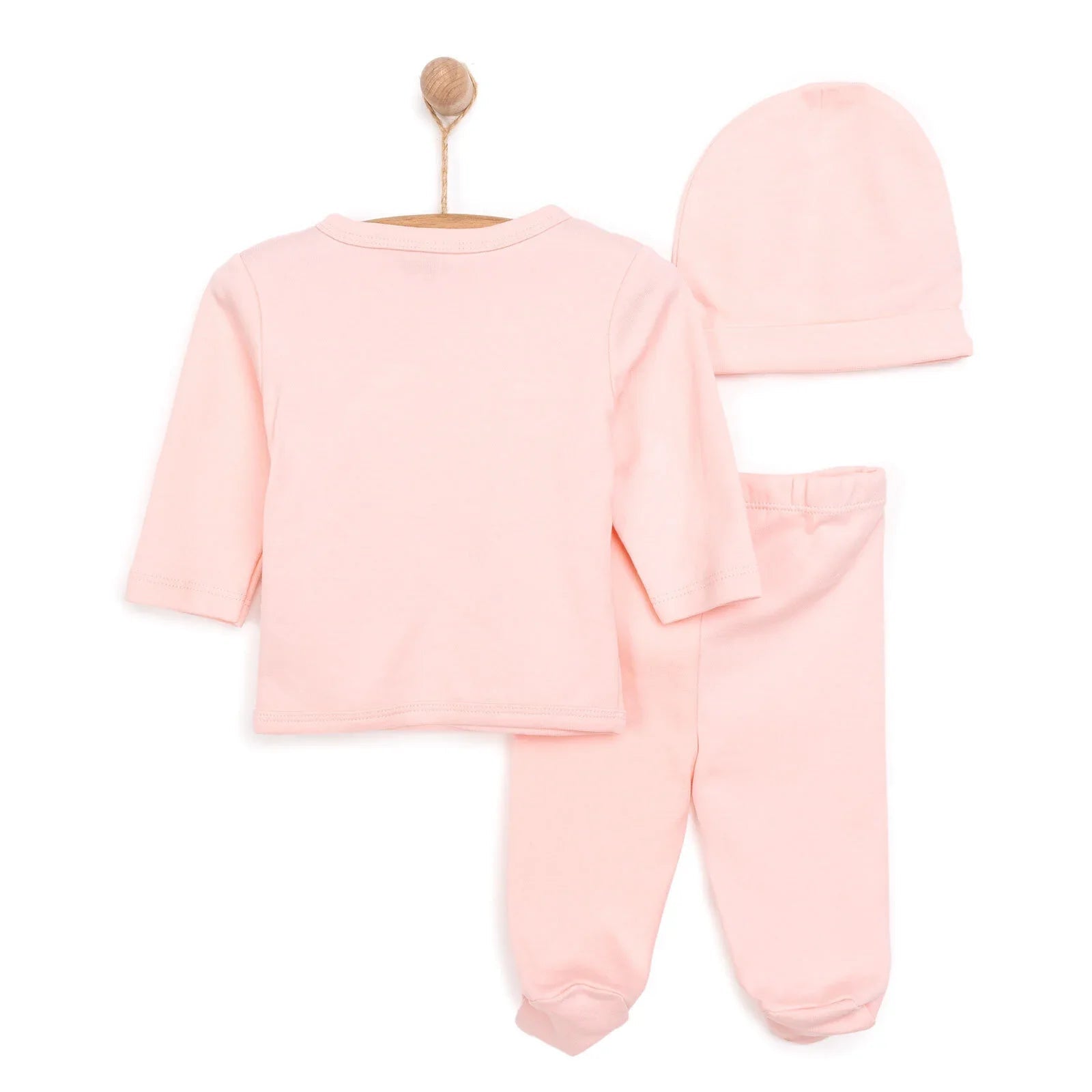 HelloBaby Newborn Organic Wrapover Top - Hat - Light Pink - mezetto ebebek ebebek