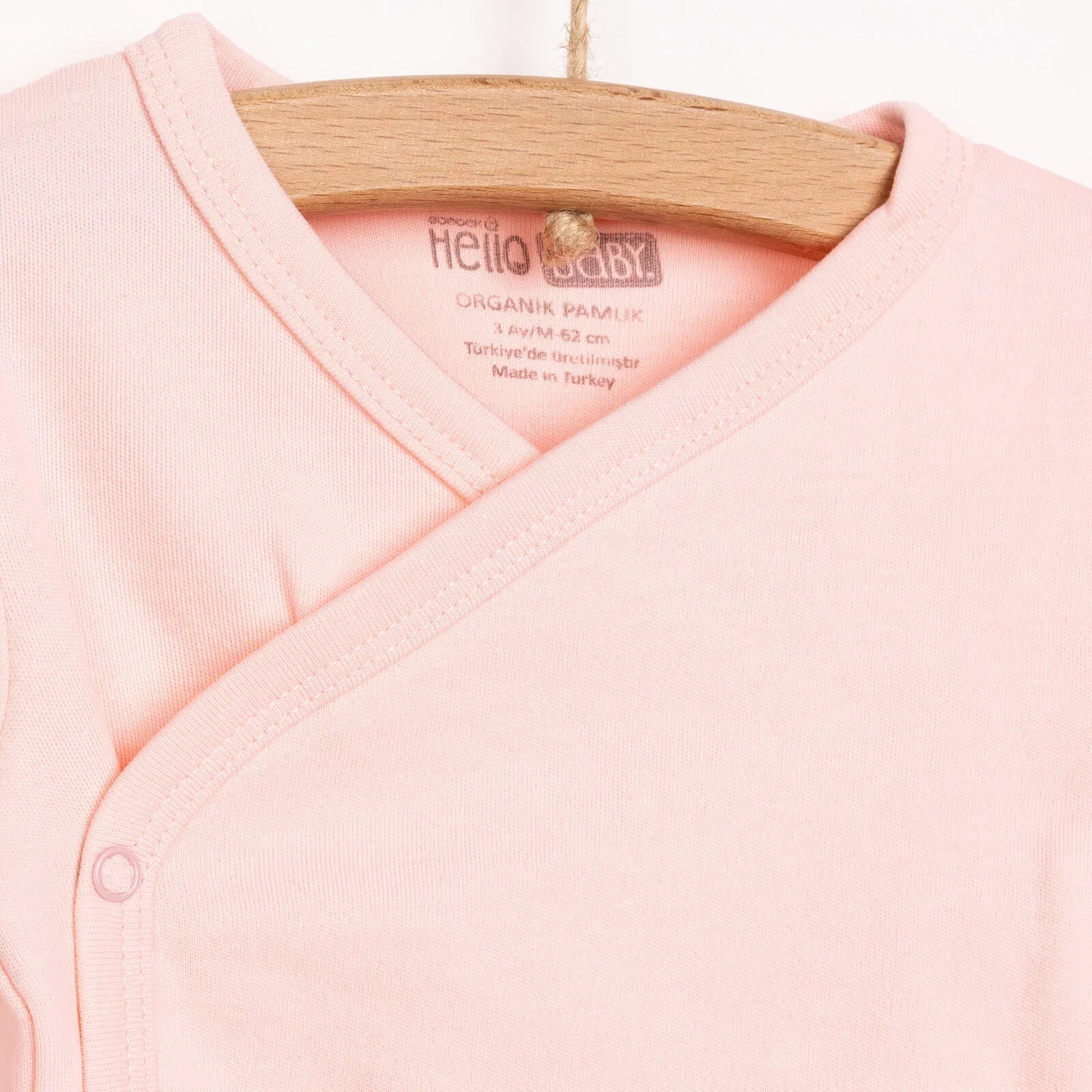 HelloBaby Newborn Organic Wrapover Top - Hat - Light Pink - mezetto ebebek ebebek