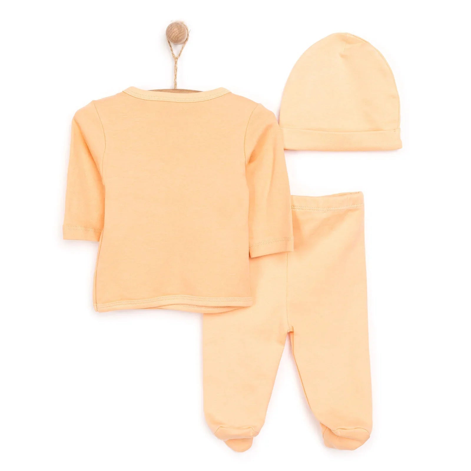 HelloBaby Newborn Organic Wrapover Top - Hat - Orange - mezetto ebebek ebebek