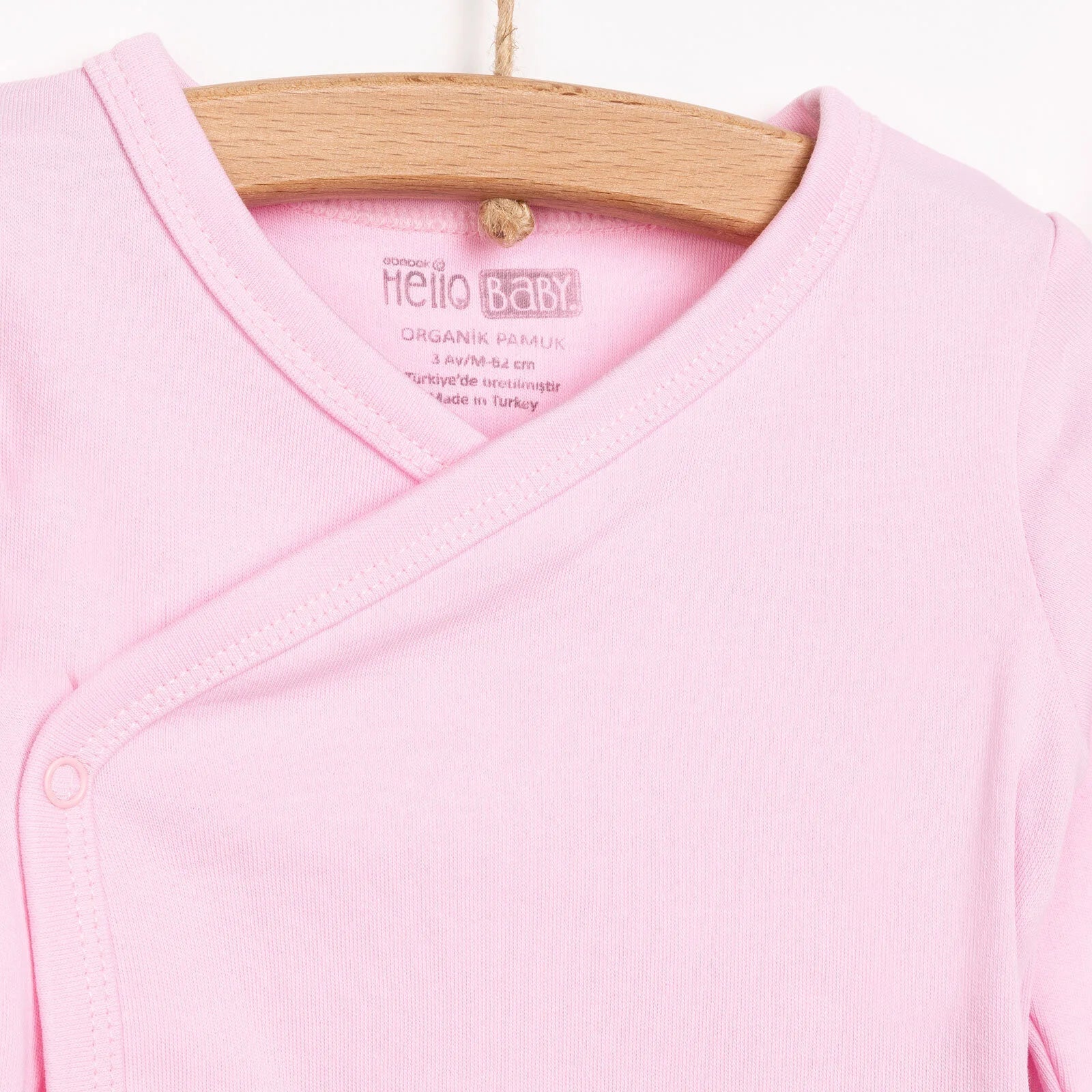 HelloBaby Newborn Organic Wrapover Top - Hat - Pink - mezetto ebebek ebebek