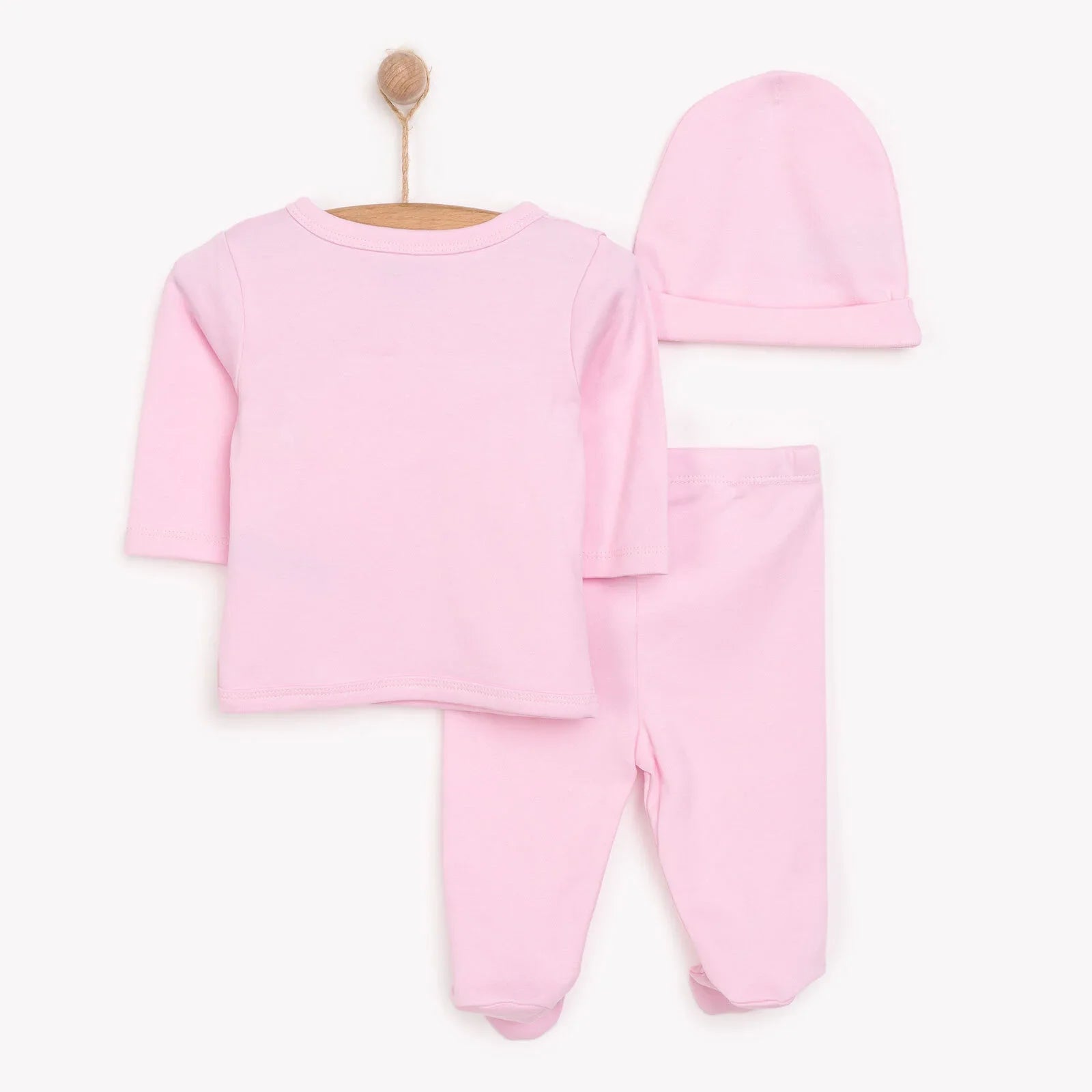 HelloBaby Newborn Organic Wrapover Top - Hat - Pink - mezetto ebebek ebebek
