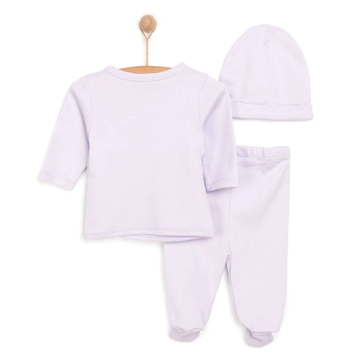 HelloBaby Newborn Organic Wrapover Top - Hat - Purple - mezetto ebebek ebebek