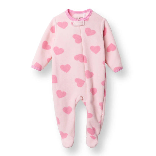 HelloBaby Newborn Polar Footed Jumpsuit - Pink Printed - mezetto ebebek ebebek
