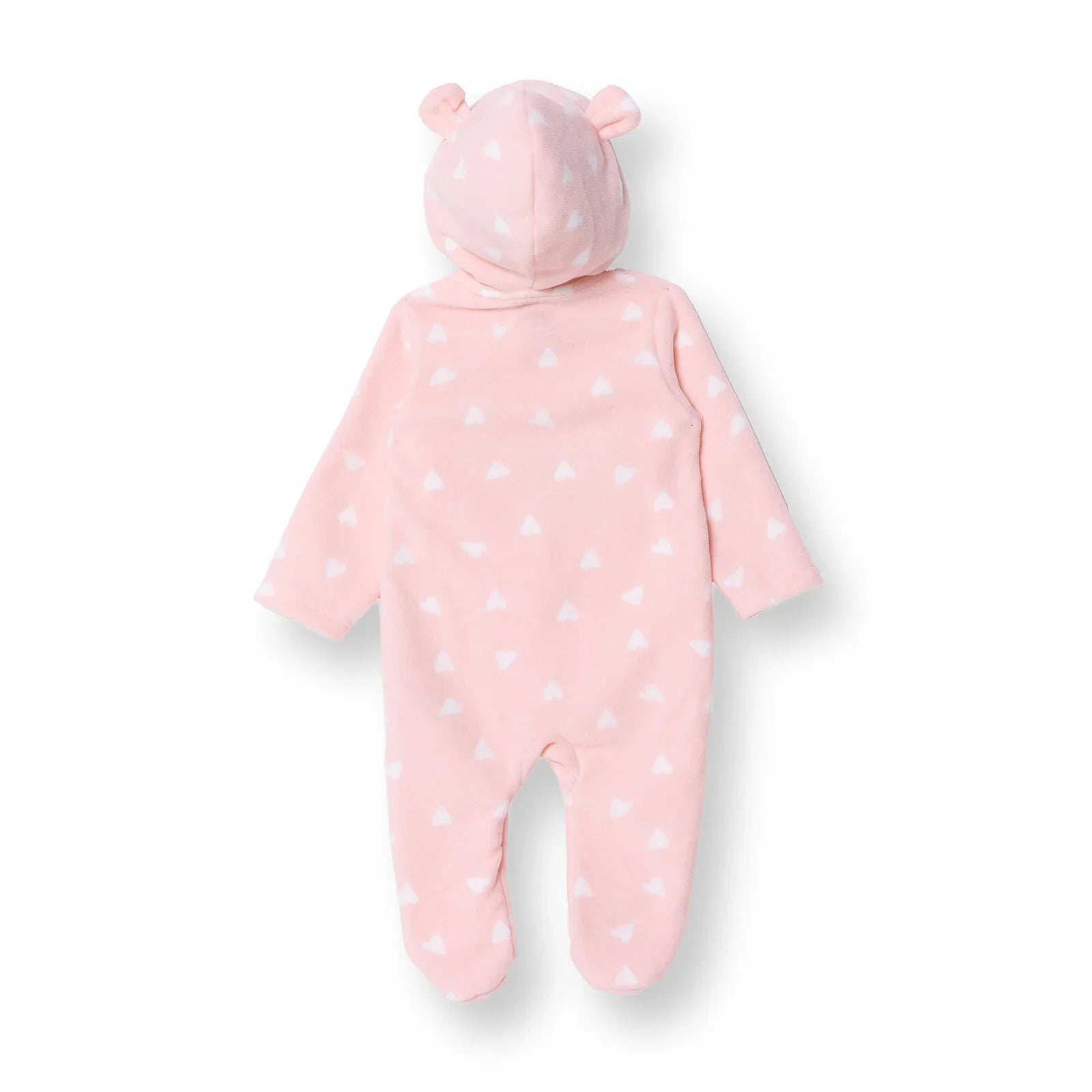HelloBaby Newborn Polar Footed Jumpsuit - Pink Printed - mezetto ebebek ebebek