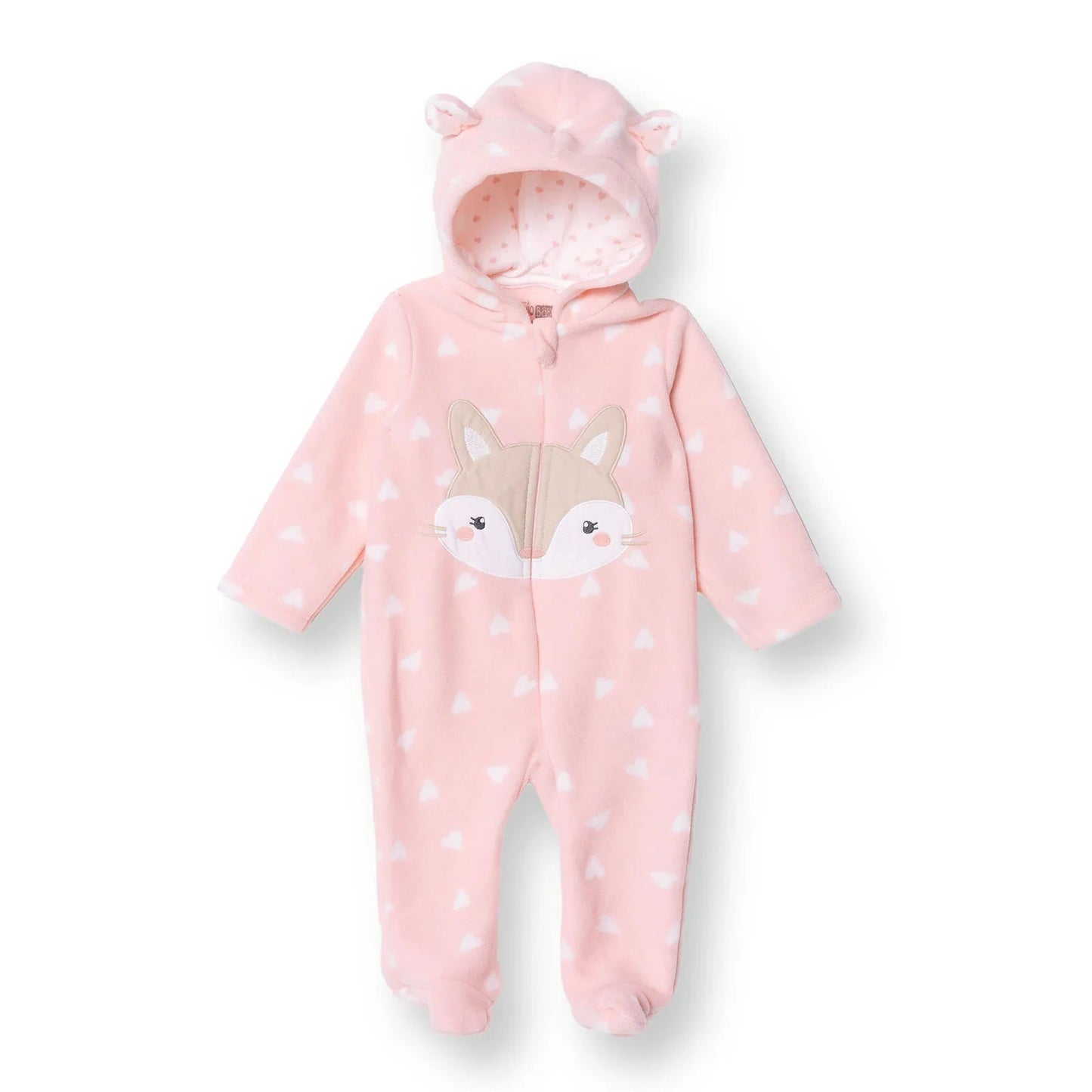 HelloBaby Newborn Polar Footed Jumpsuit - Pink Printed - mezetto ebebek ebebek