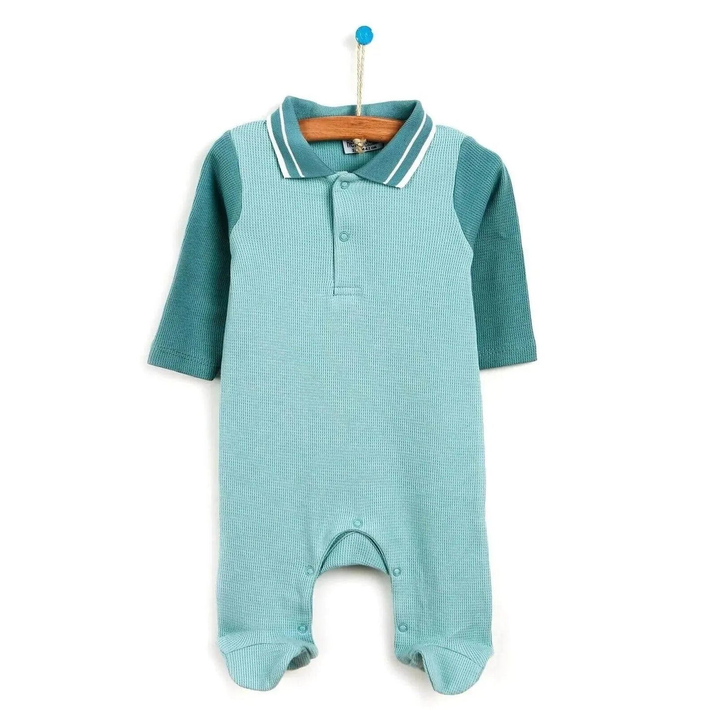 HelloBaby Newborn Polo Collar Romper - Light Blue - mezetto ebebek ebebek