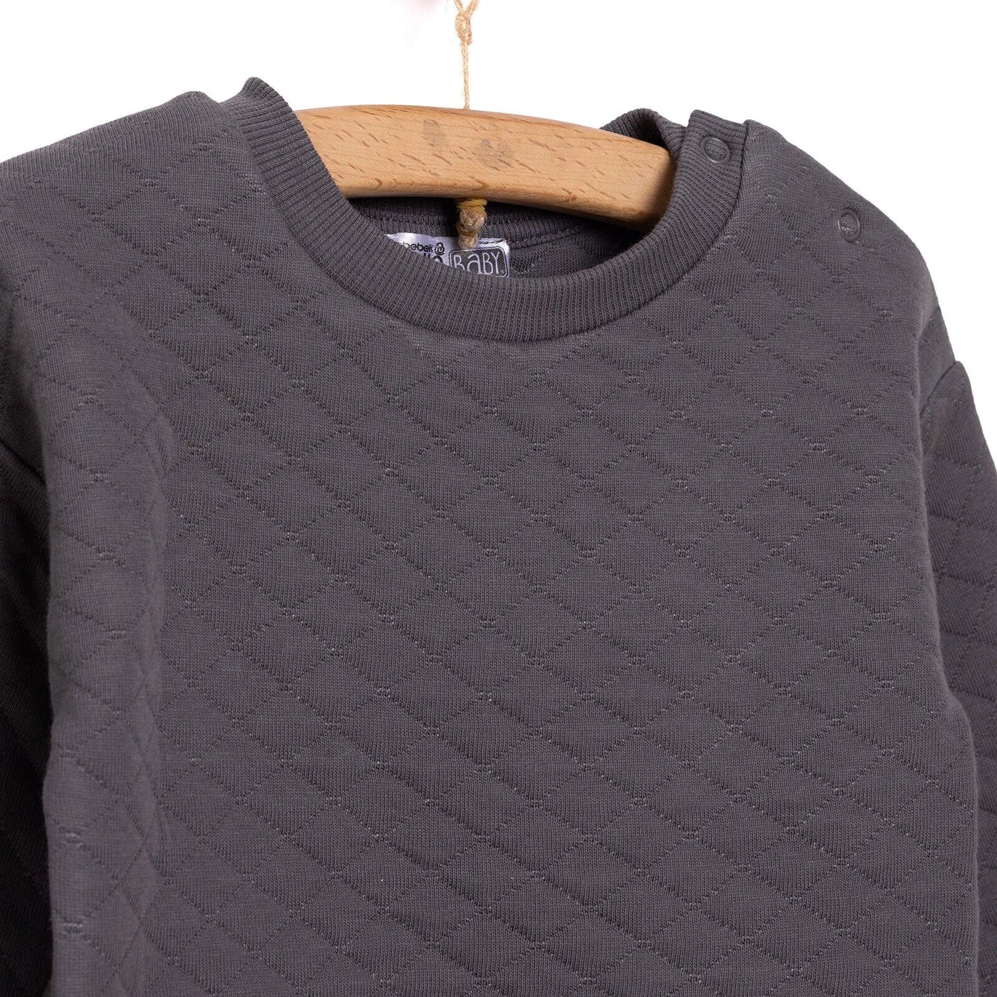 HelloBaby Newborn Quilted Sweatshirt - Footed Bottom - Charcoal - mezetto ebebek ebebek