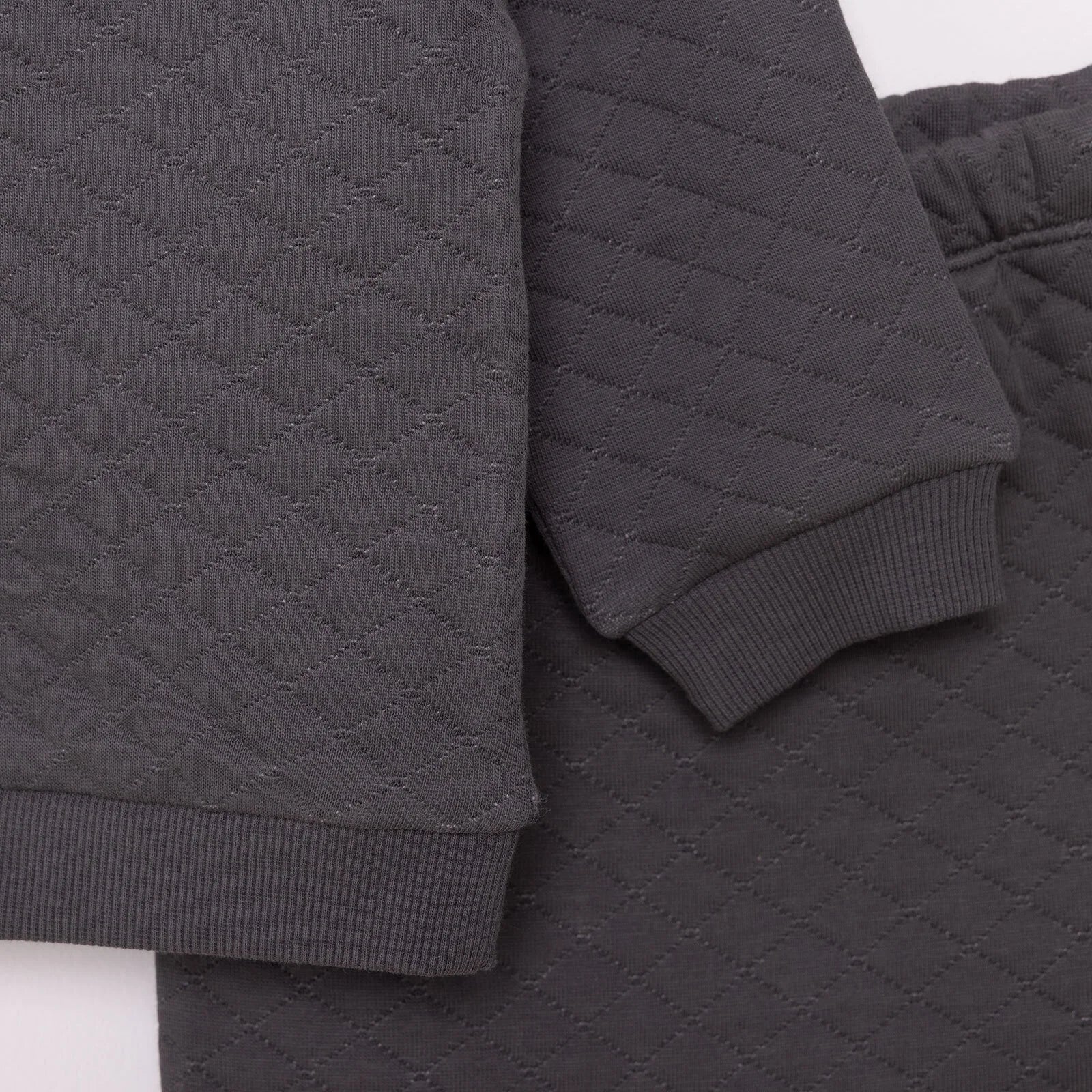HelloBaby Newborn Quilted Sweatshirt - Footed Bottom - Charcoal - mezetto ebebek ebebek