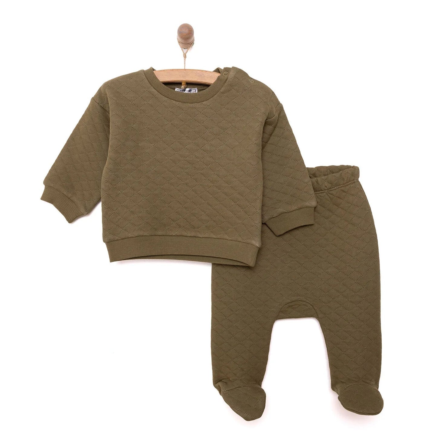 HelloBaby Newborn Quilted Sweatshirt - Footed Bottom - Green - mezetto ebebek ebebek