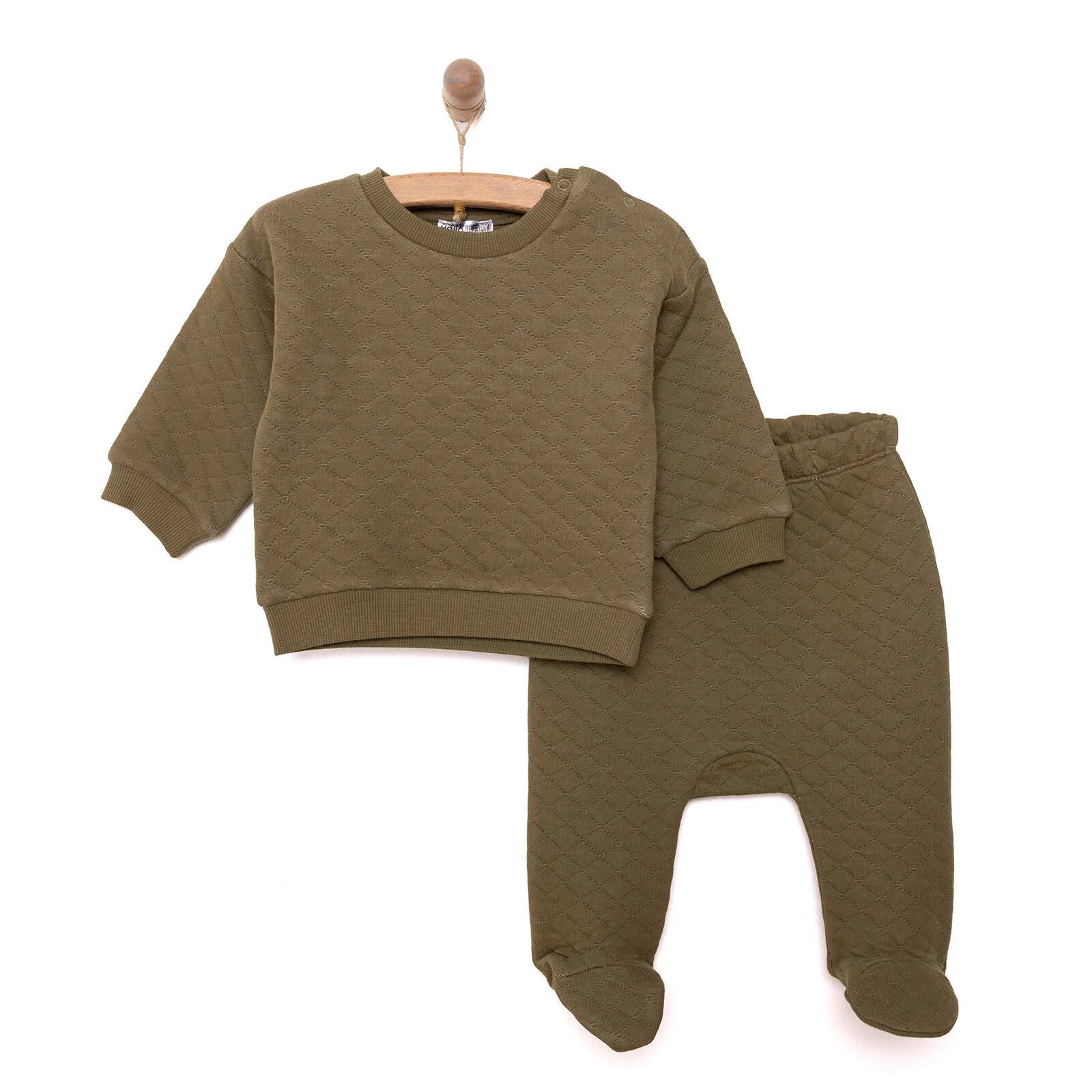 HelloBaby Newborn Quilted Sweatshirt - Footed Bottom - Green - mezetto ebebek ebebek