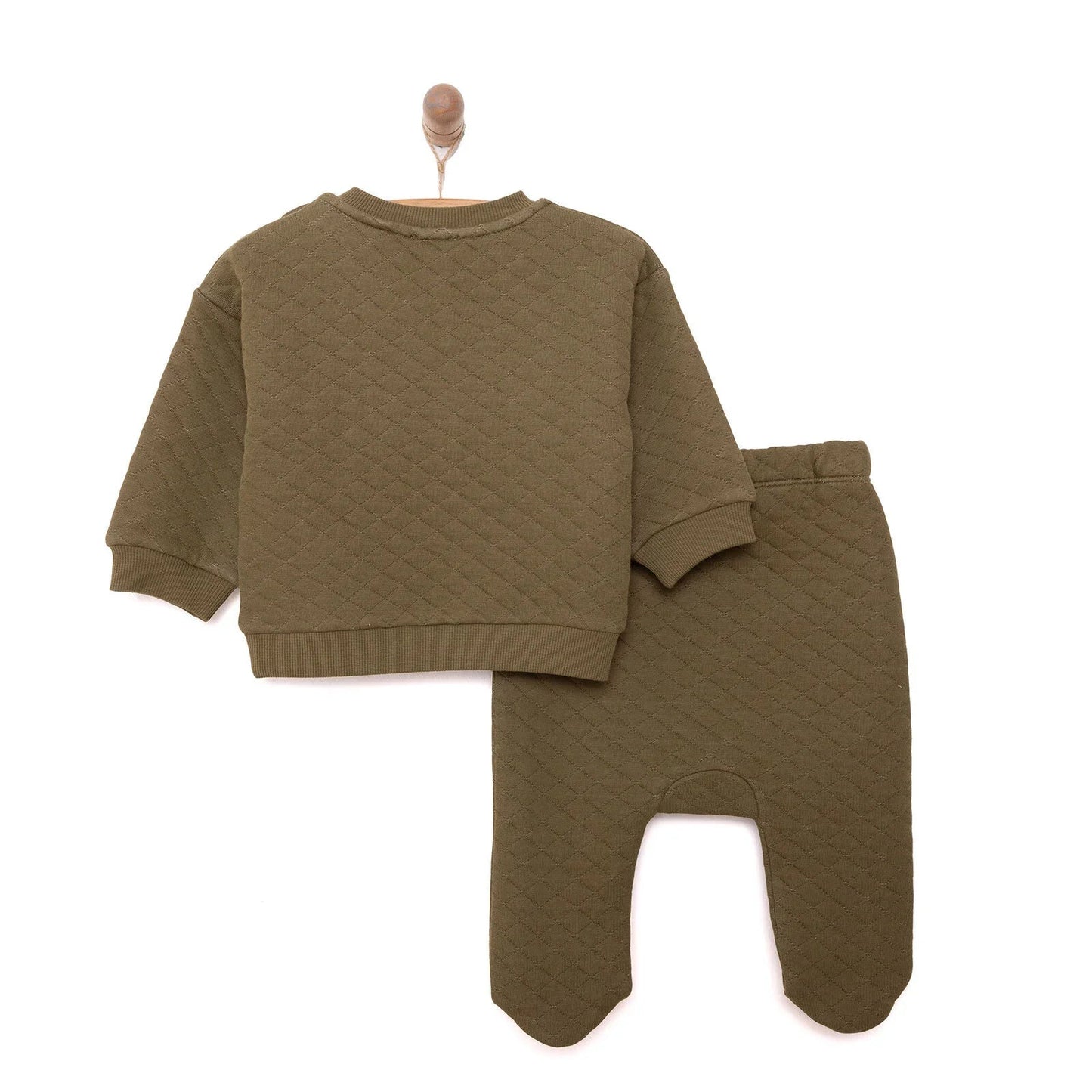 HelloBaby Newborn Quilted Sweatshirt - Footed Bottom - Green - mezetto ebebek ebebek