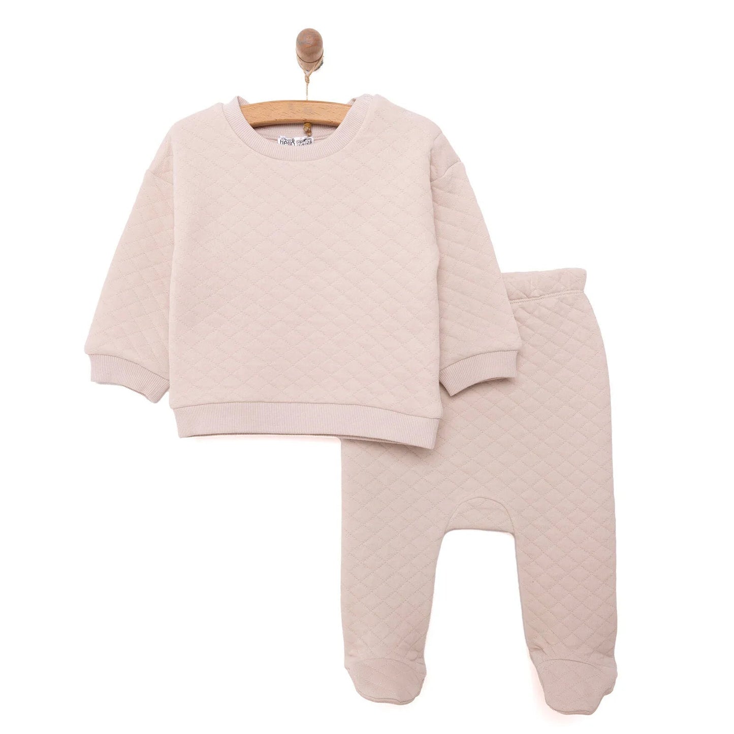 HelloBaby Newborn Quilted Sweatshirt - Footed Bottom - Grey - mezetto ebebek ebebek