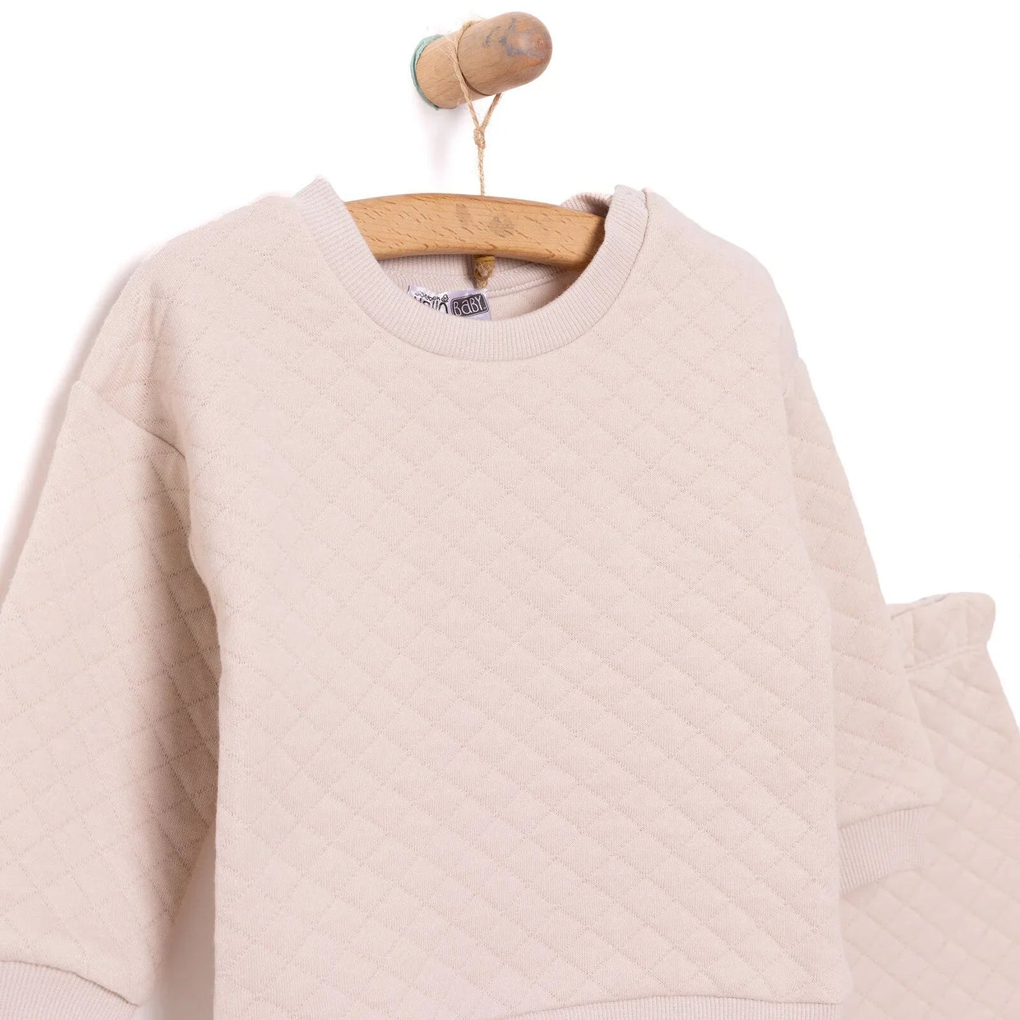 HelloBaby Newborn Quilted Sweatshirt - Footed Bottom - Grey - mezetto ebebek ebebek