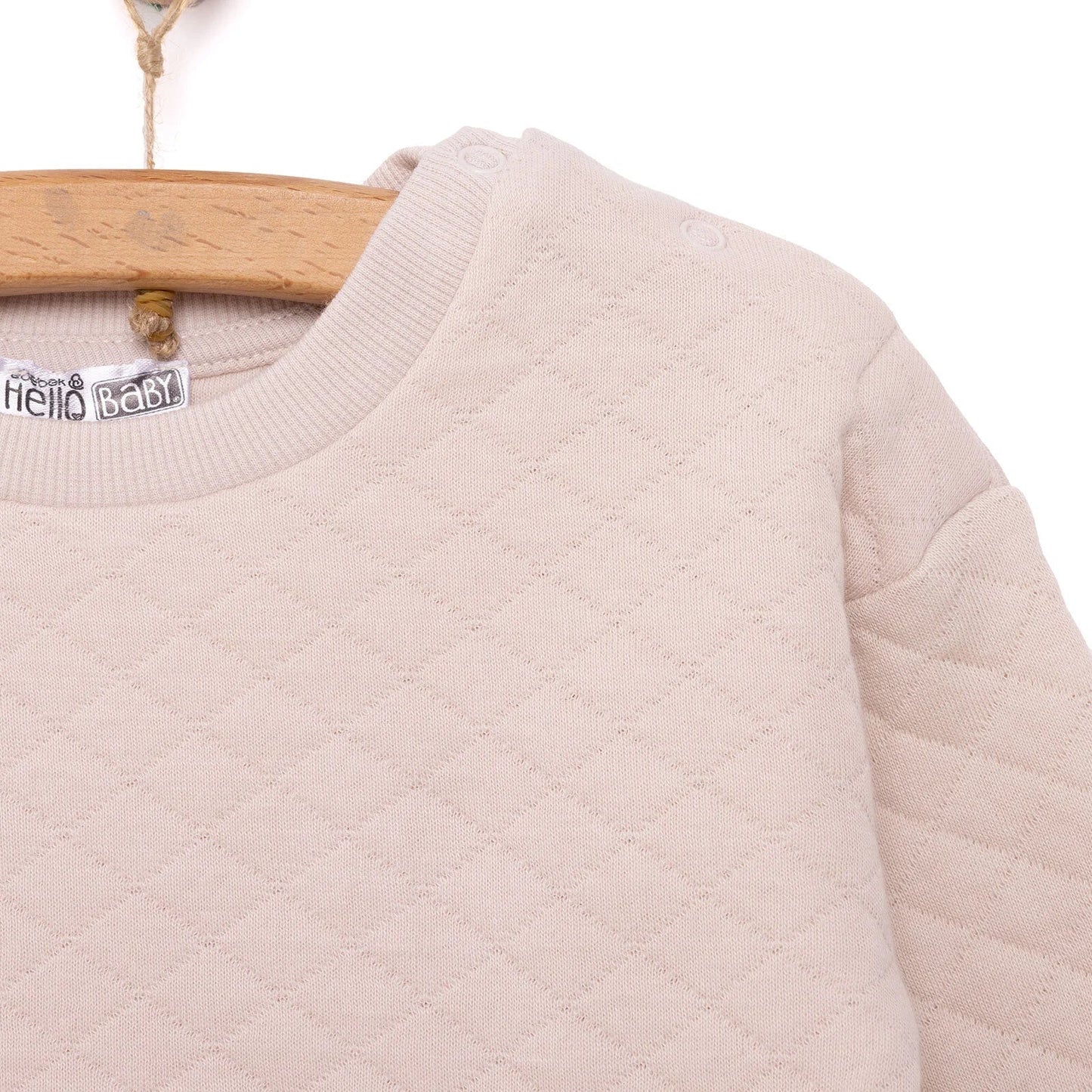 HelloBaby Newborn Quilted Sweatshirt - Footed Bottom - Grey - mezetto ebebek ebebek