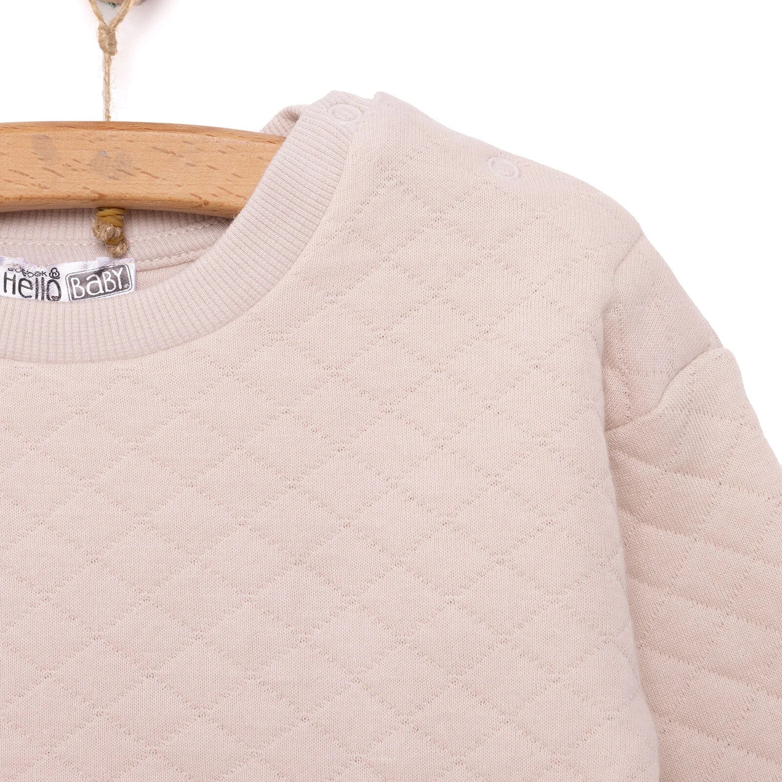 HelloBaby Newborn Quilted Sweatshirt - Footed Bottom - Grey - mezetto ebebek ebebek