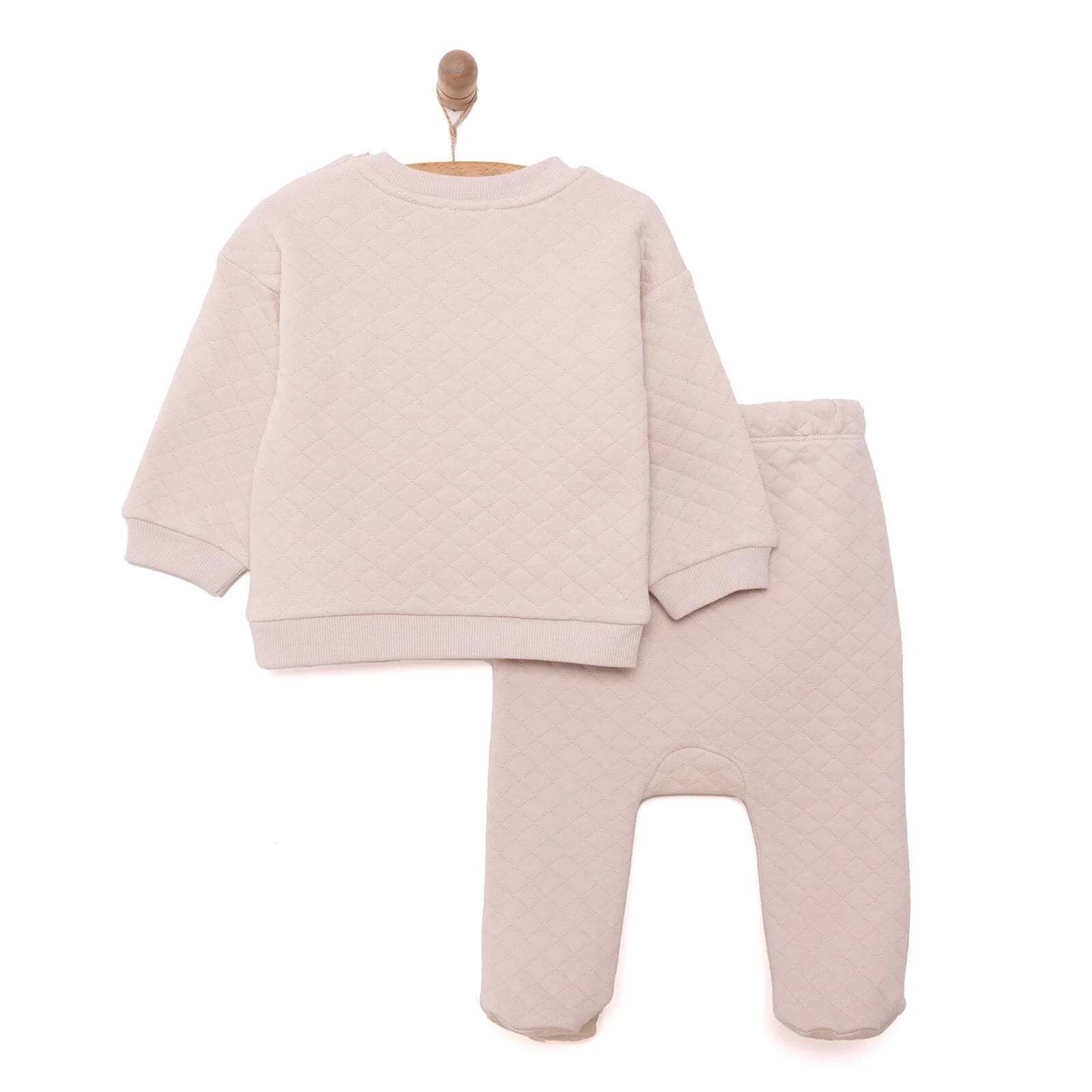 HelloBaby Newborn Quilted Sweatshirt - Footed Bottom - Grey - mezetto ebebek ebebek