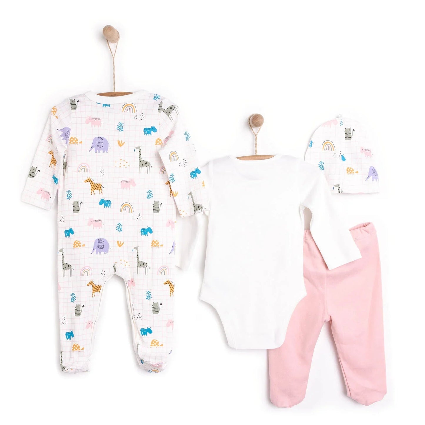 HelloBaby Newborn Unisex 4 pcs Starter Set - Light Pink - mezetto ebebek ebebek