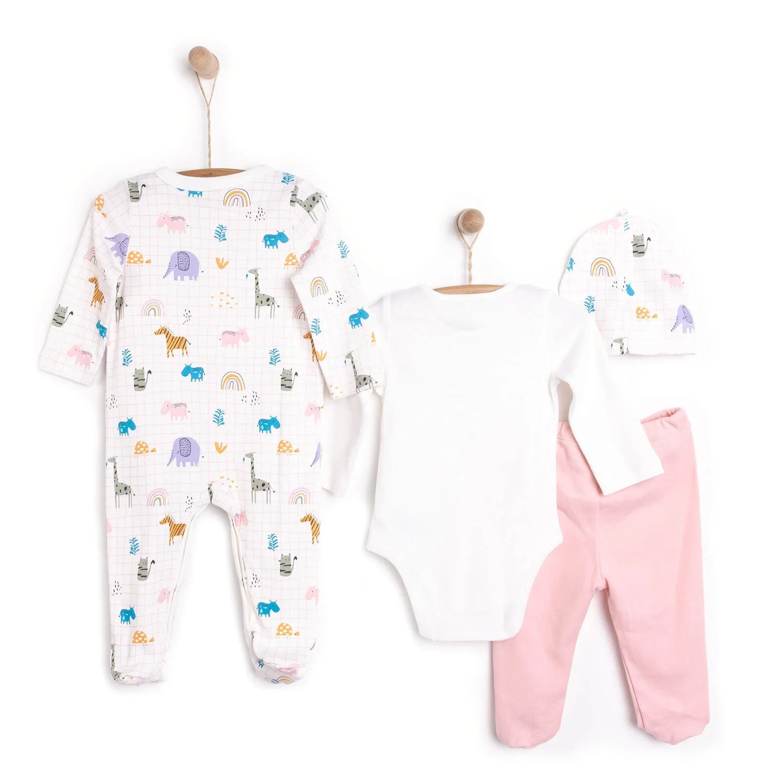 HelloBaby Newborn Unisex 4 pcs Starter Set - Light Pink - mezetto ebebek ebebek