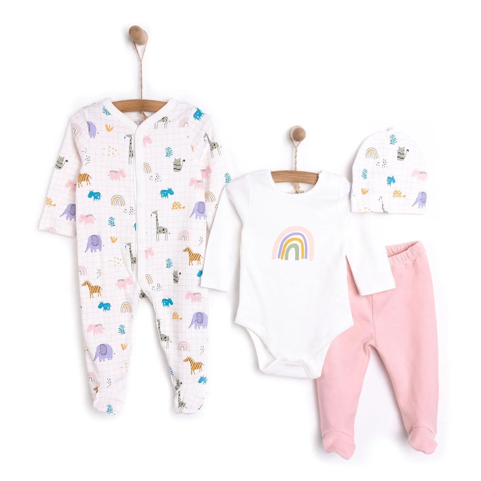 HelloBaby Newborn Unisex 4 pcs Starter Set - Light Pink - mezetto ebebek ebebek