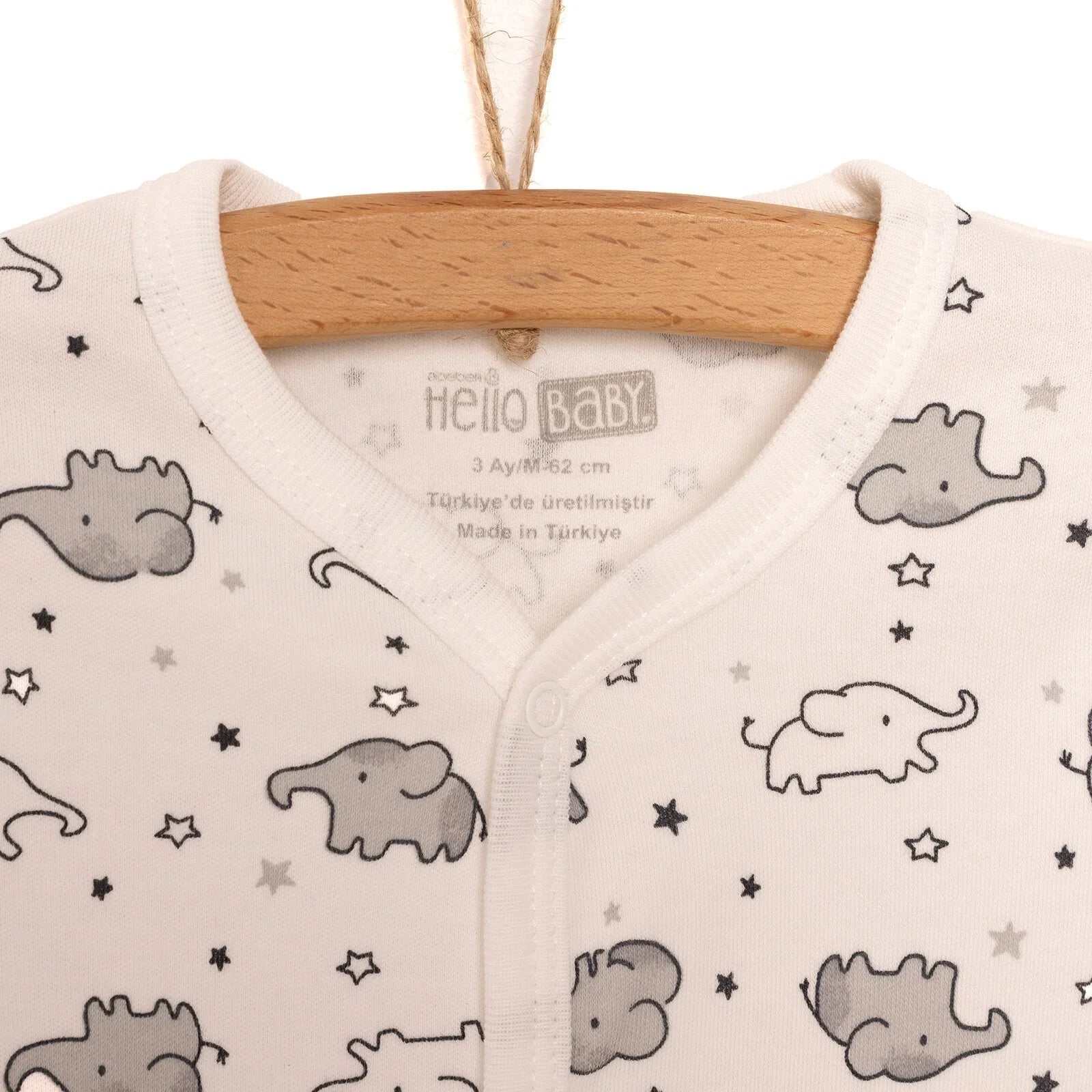 HelloBaby Newborn Unisex Baby Footed Jumpsuit - Body - Hat - Ecru - mezetto ebebek ebebek