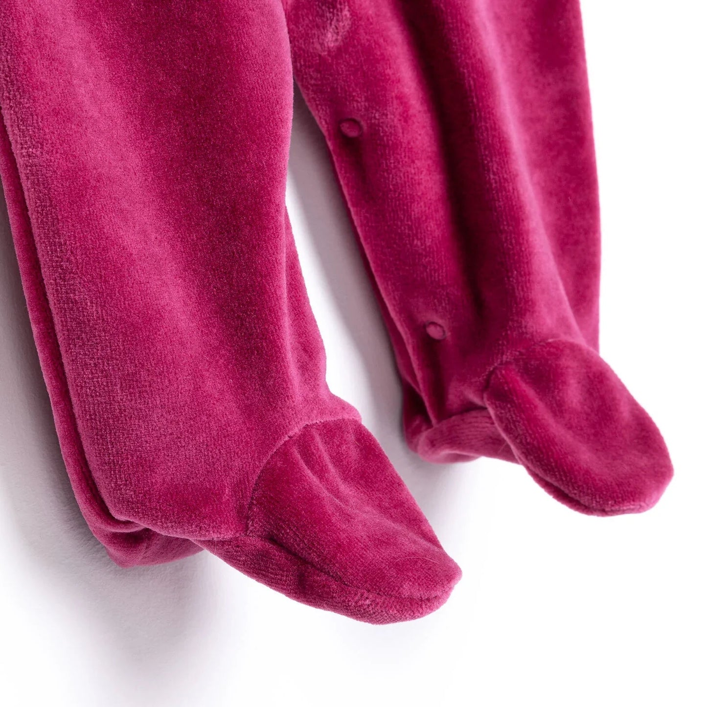 HelloBaby Newborn Unisex Embroidered Velvet Jumpsuit - Fuchsia - mezetto ebebek ebebek