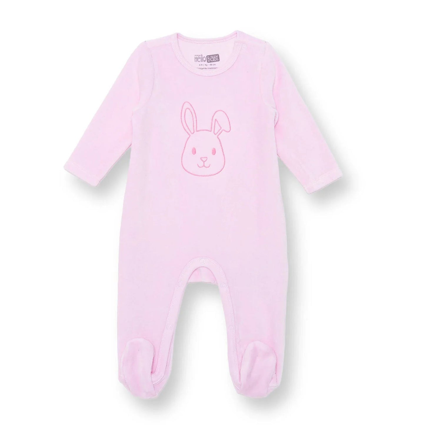 HelloBaby Newborn Velvet Footed Jumpsuit - Pink - mezetto ebebek ebebek
