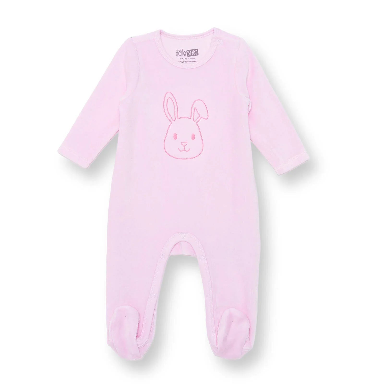 HelloBaby Newborn Velvet Footed Jumpsuit - Pink - mezetto ebebek ebebek