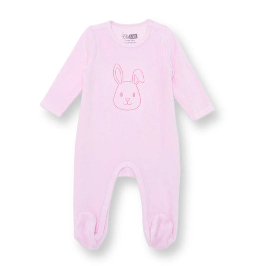 HelloBaby Newborn Velvet Footed Jumpsuit - Pink - mezetto ebebek ebebek