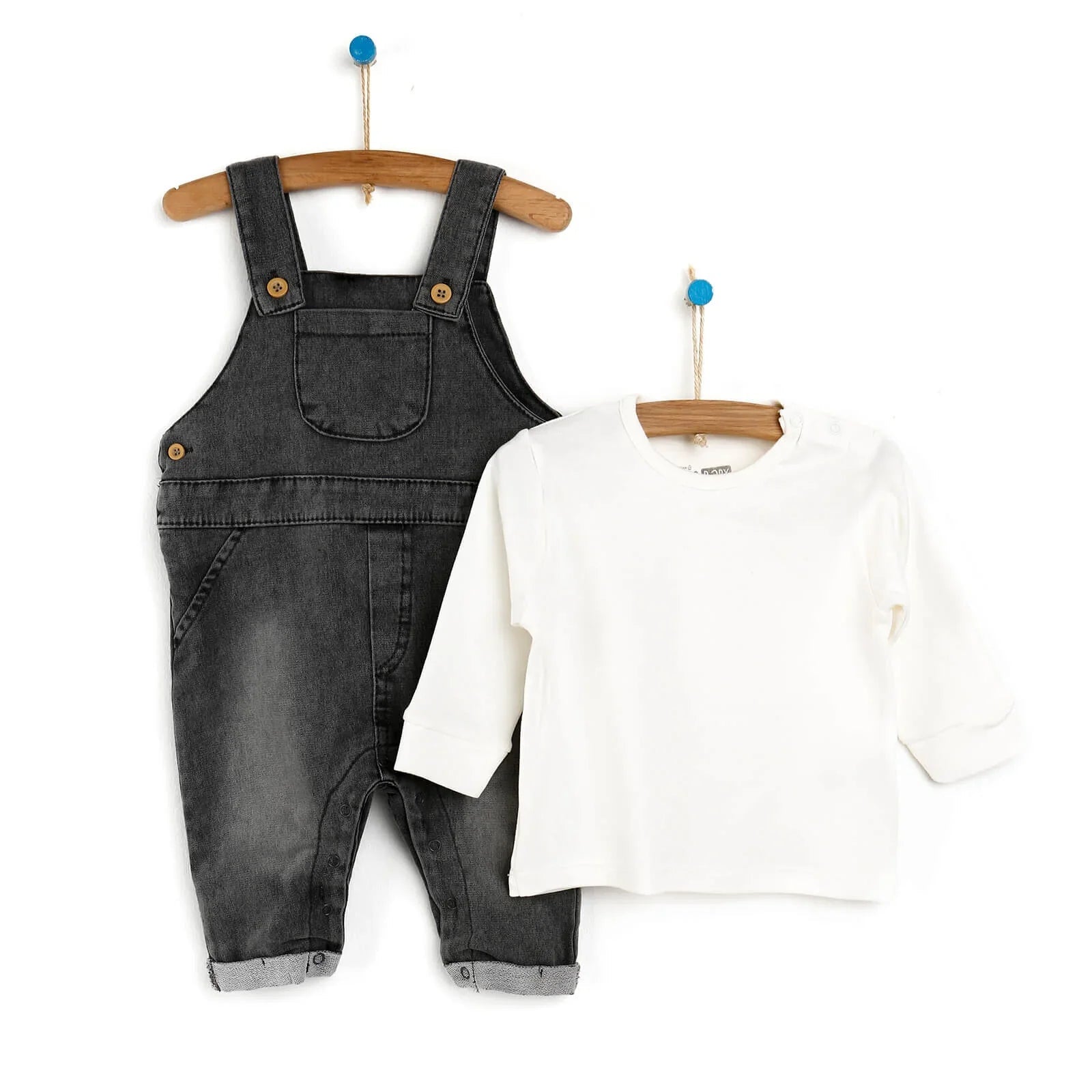 HelloBaby Overall Shorts - Sweatshirt - Anthracite - mezetto ebebek ebebek