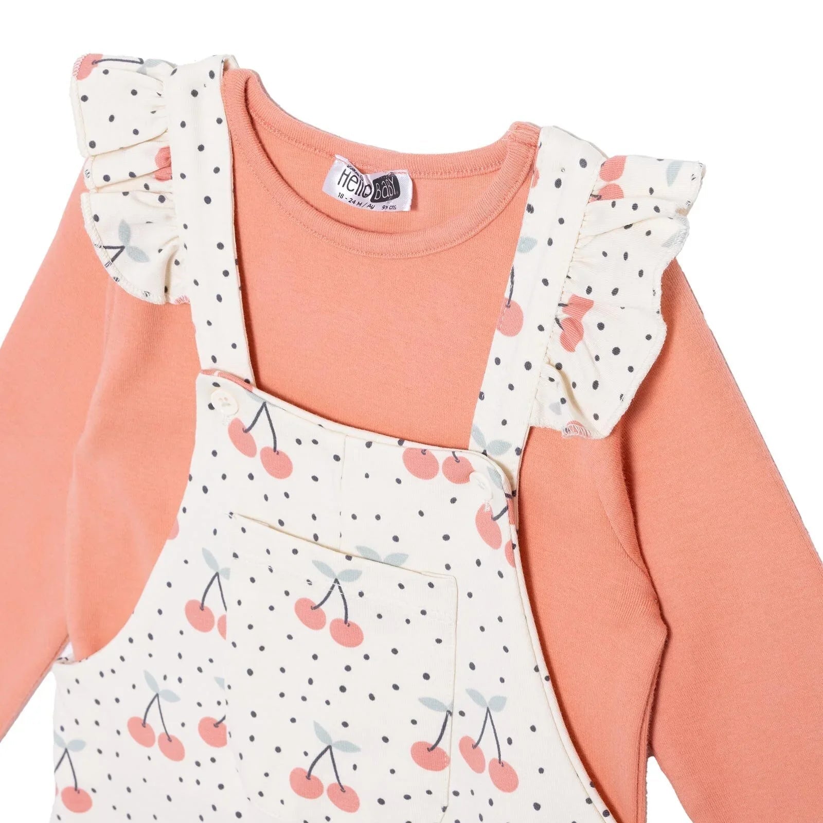 HelloBaby Salopet - Tshirt - Ecru Printed - mezetto ebebek ebebek