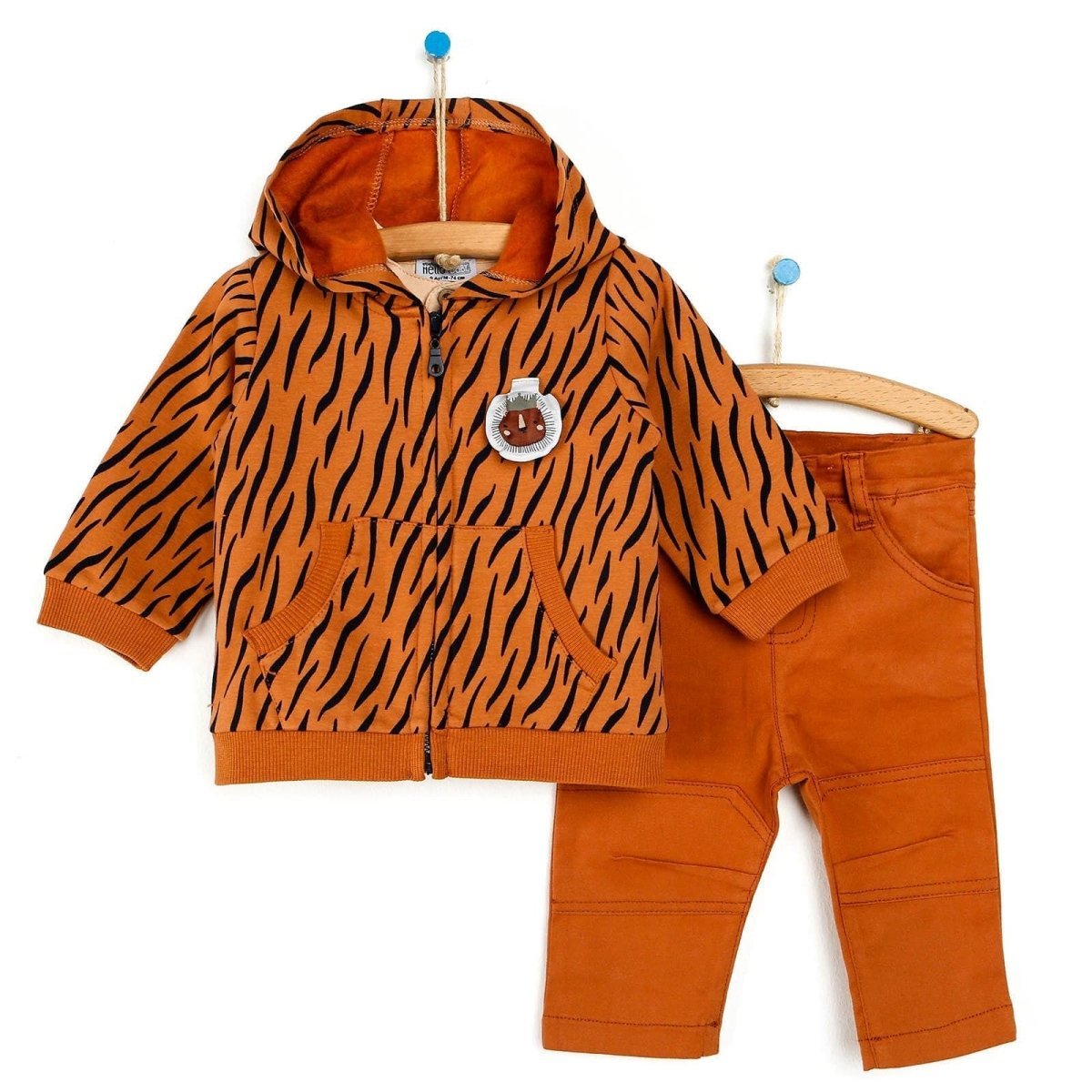 HelloBaby Shirt - Pants - Cardigan - Brown - mezetto ebebek ebebek