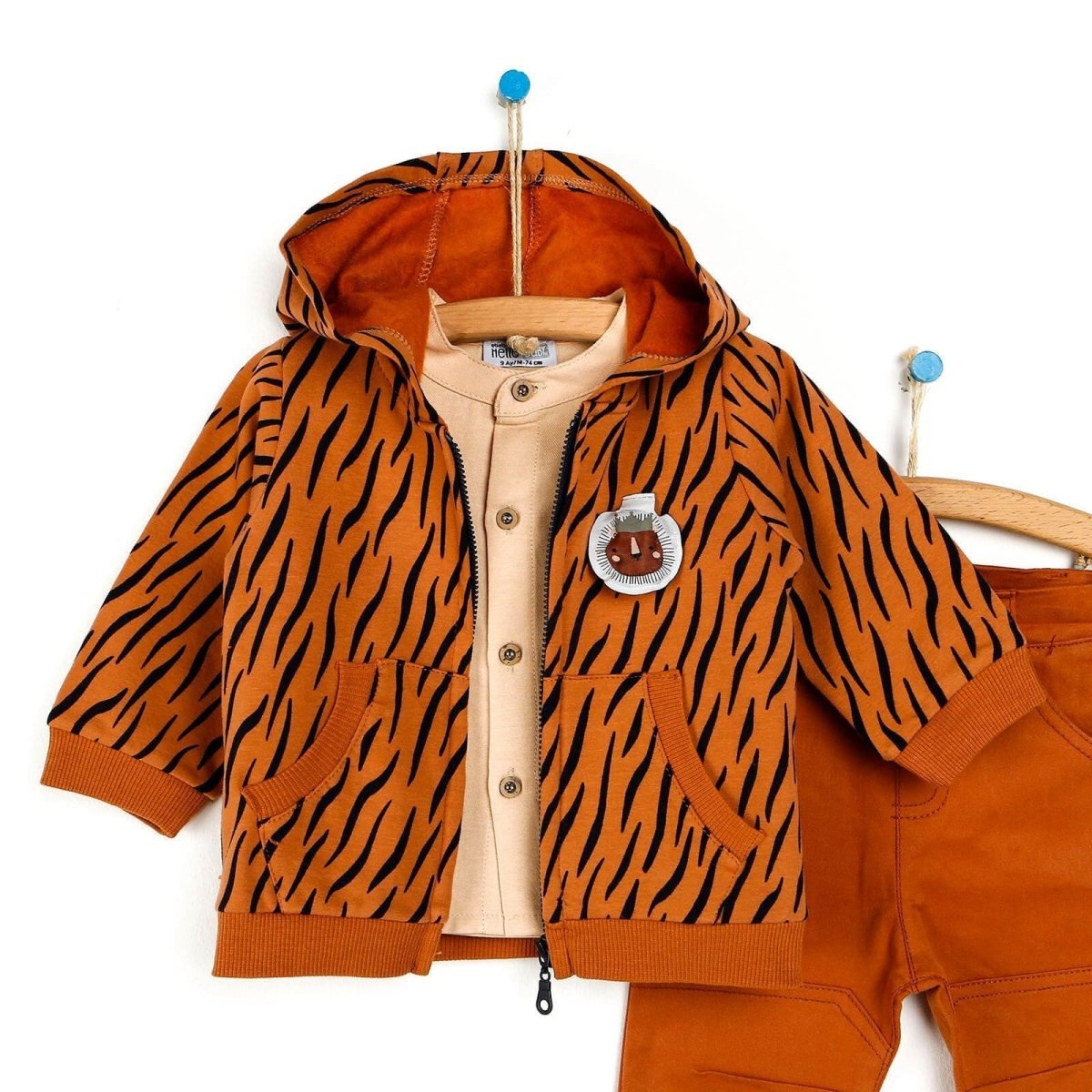 HelloBaby Shirt - Pants - Cardigan - Brown - mezetto ebebek ebebek