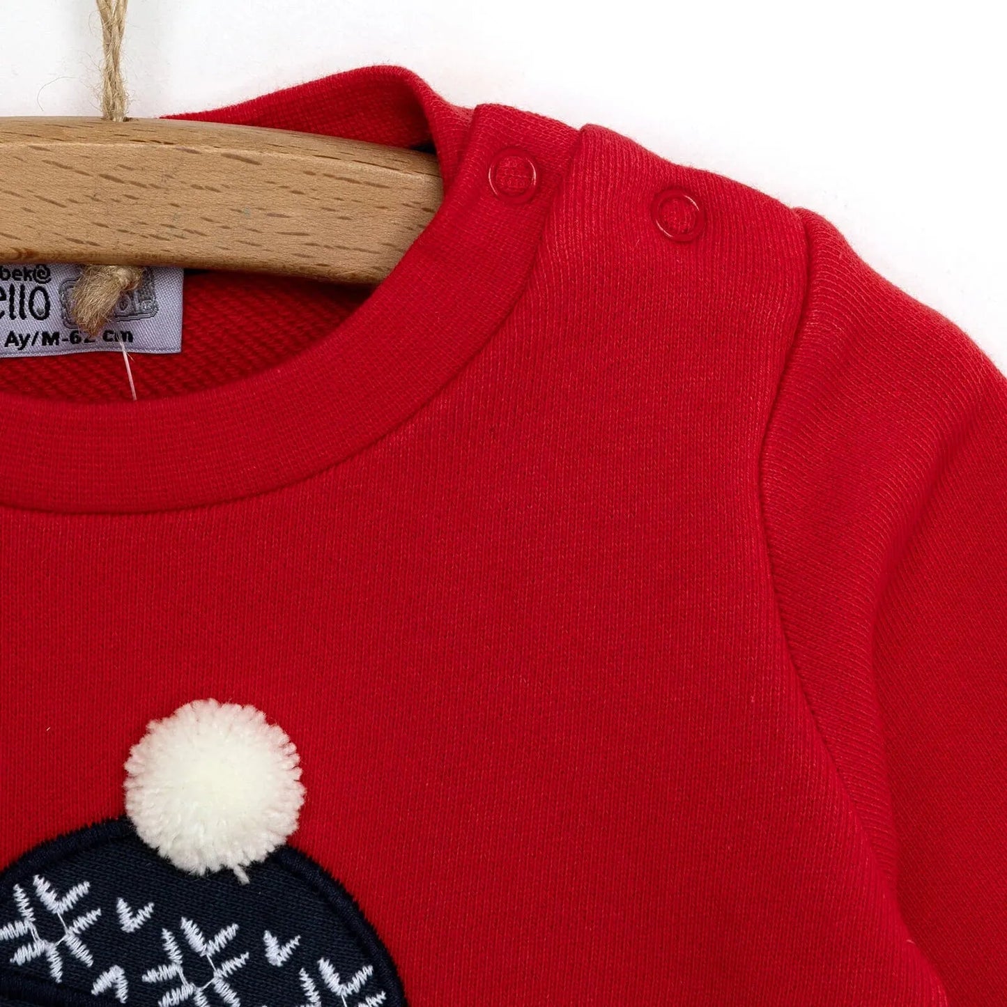 HelloBaby Snowman Sweatshirt - Footed Bottom - Red - mezetto ebebek ebebek