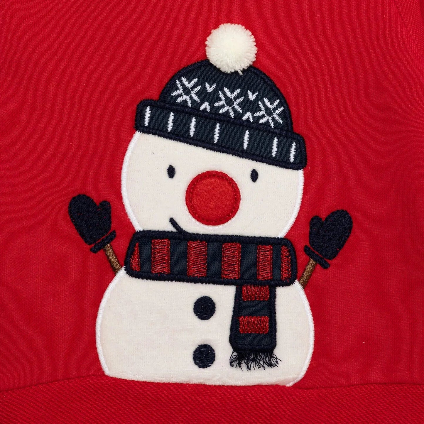 HelloBaby Snowman Sweatshirt - Footed Bottom - Red - mezetto ebebek ebebek