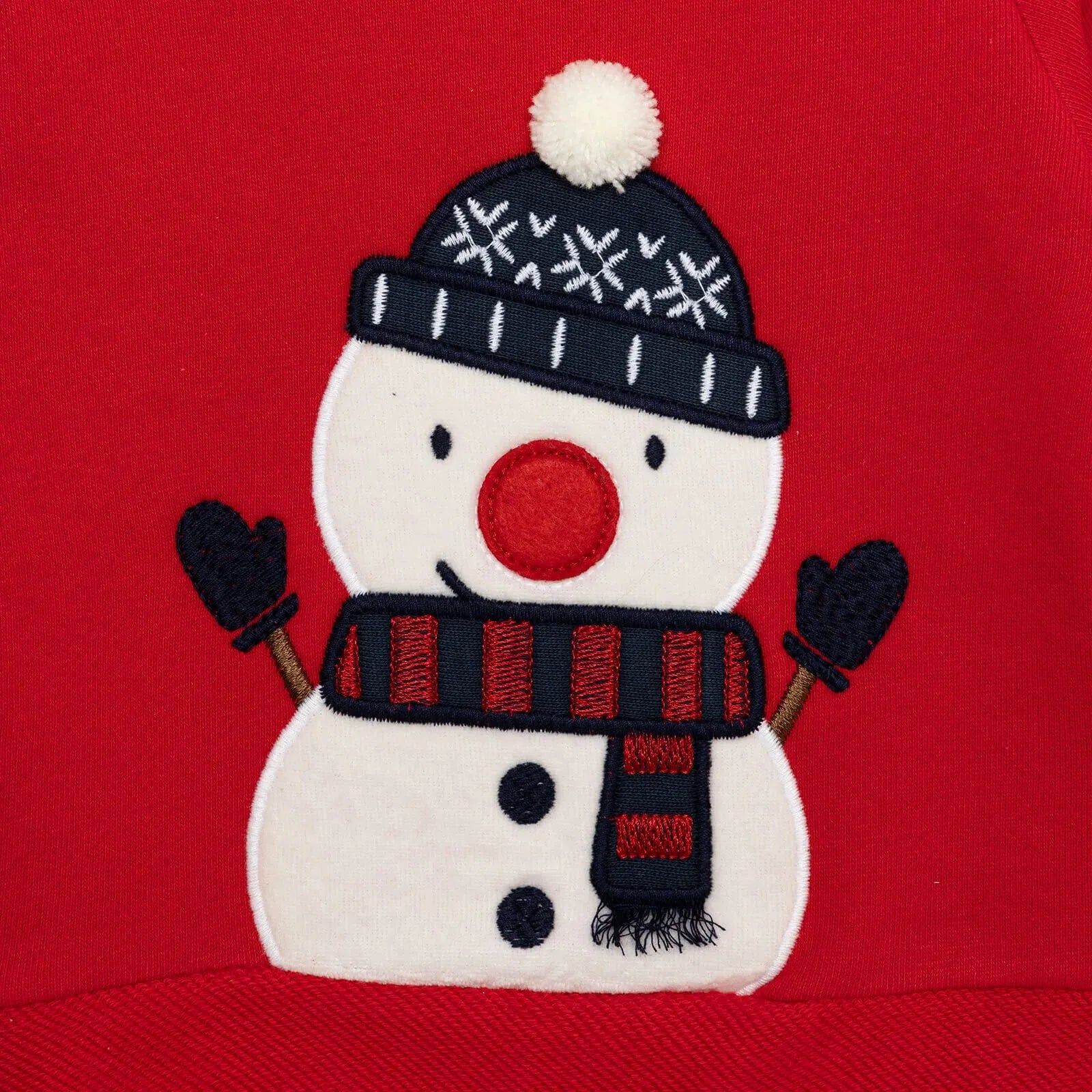 HelloBaby Snowman Sweatshirt - Footed Bottom - Red - mezetto ebebek ebebek