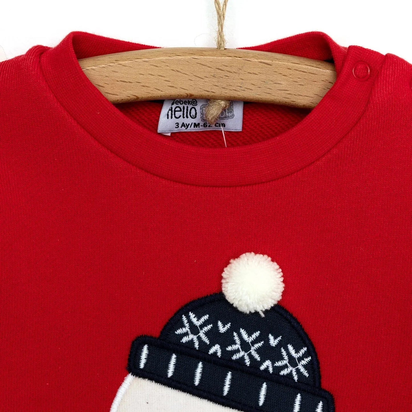 HelloBaby Snowman Sweatshirt - Footed Bottom - Red - mezetto ebebek ebebek