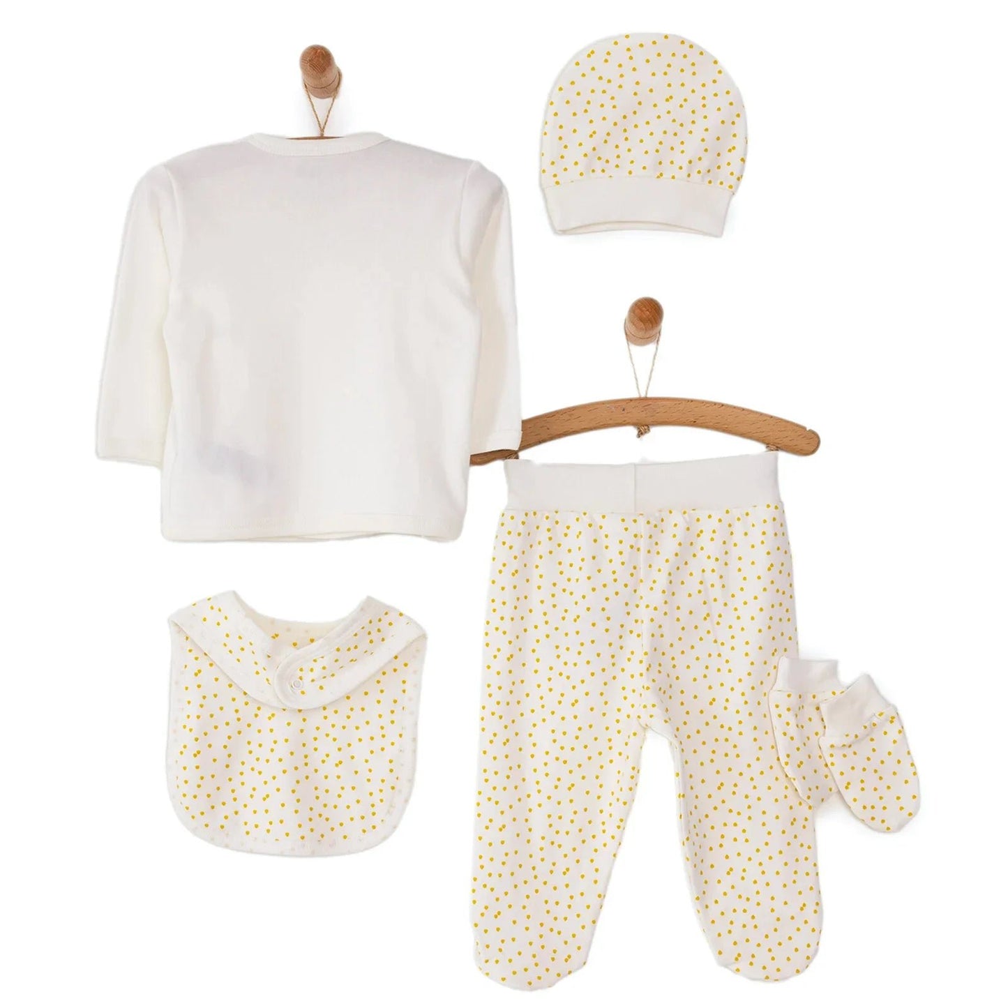 HelloBaby Sunshine 5 - Piece Newborn Set - Ecru - mezetto ebebek ebebek