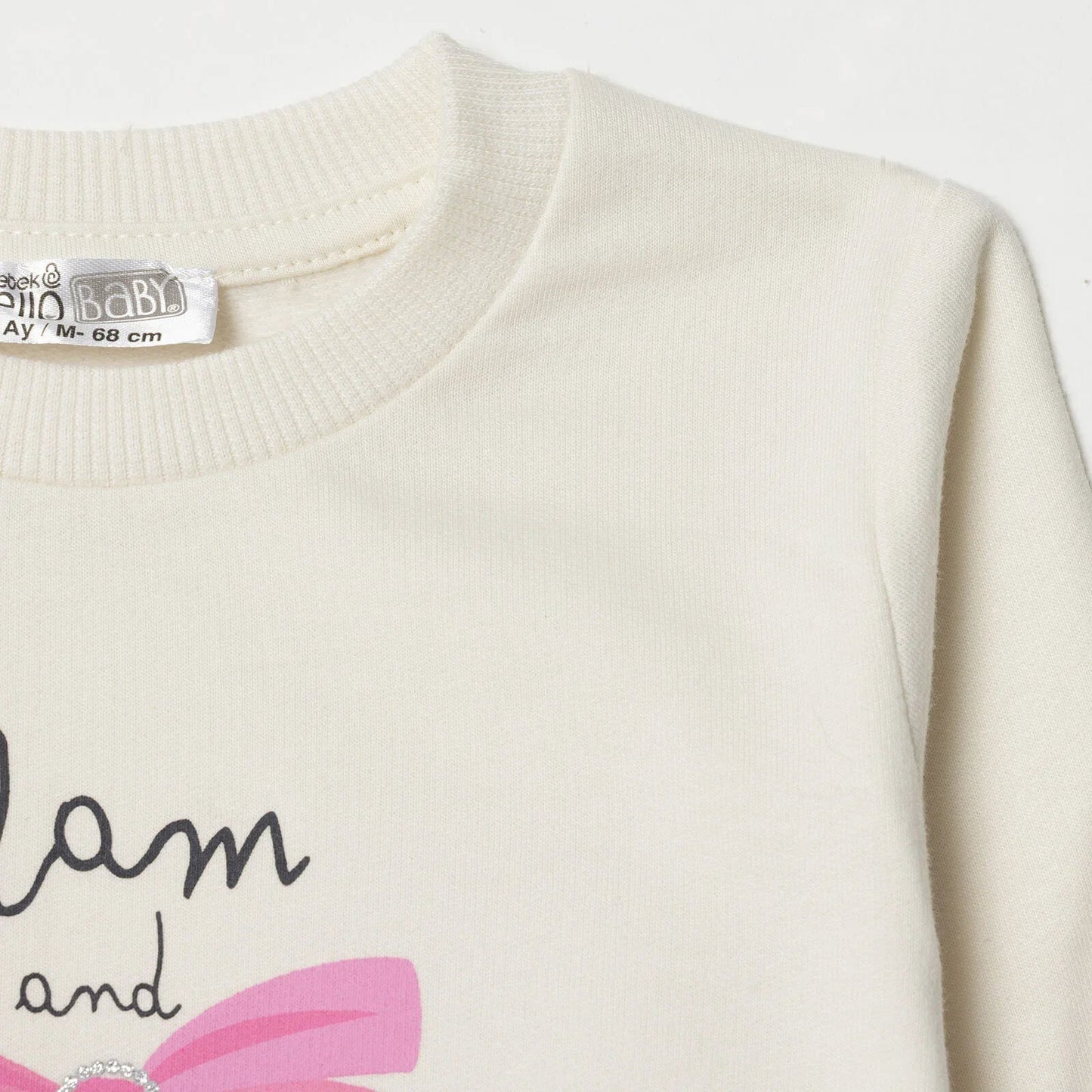 HelloBaby Sweatshirt - Ecru - mezetto ebebek ebebek