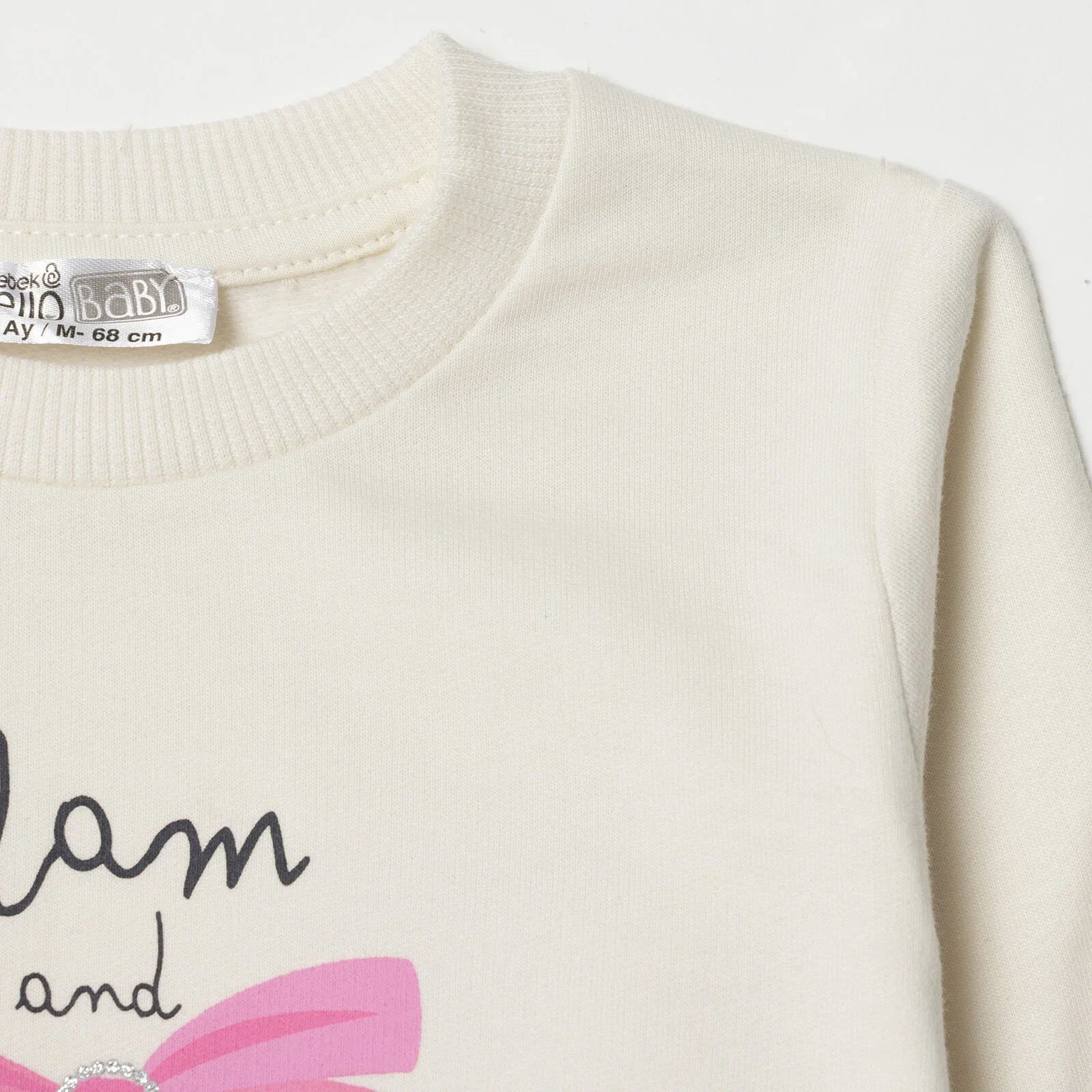 HelloBaby Sweatshirt - Ecru - mezetto ebebek ebebek