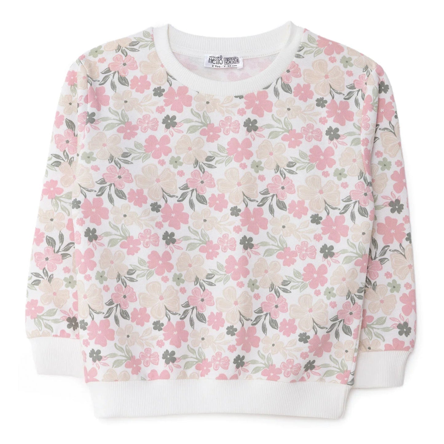 HelloBaby Sweatshirt - Ecru - mezetto ebebek ebebek