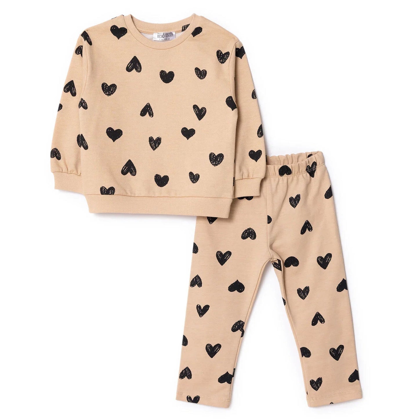 HelloBaby Sweatshirt Leggings - Beige - mezetto ebebek ebebek